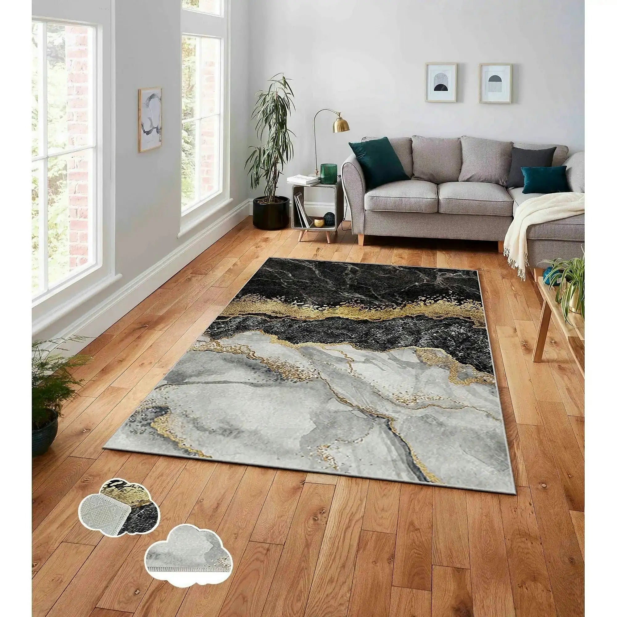 Covor, 80x140 cm, forma dreptunghiulara, poliester, efect de marmura, ASR CRPT-136