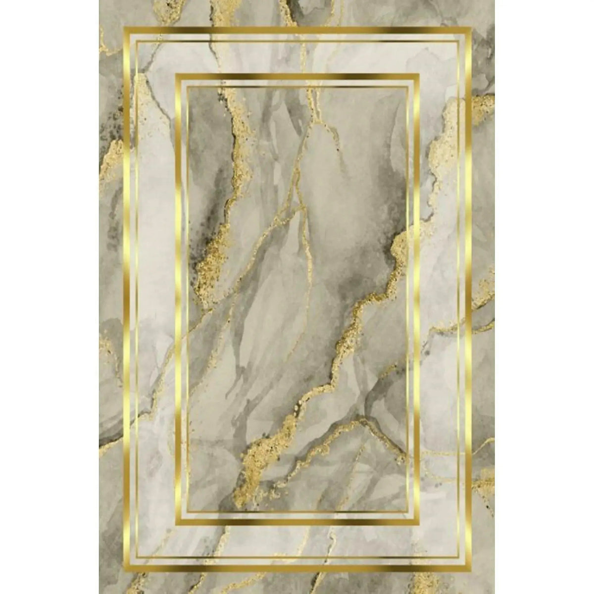 Covor, 80x150 cm, forma dreptunghiulara, tesatura de catifea/bumbac, auriu, ELS2418