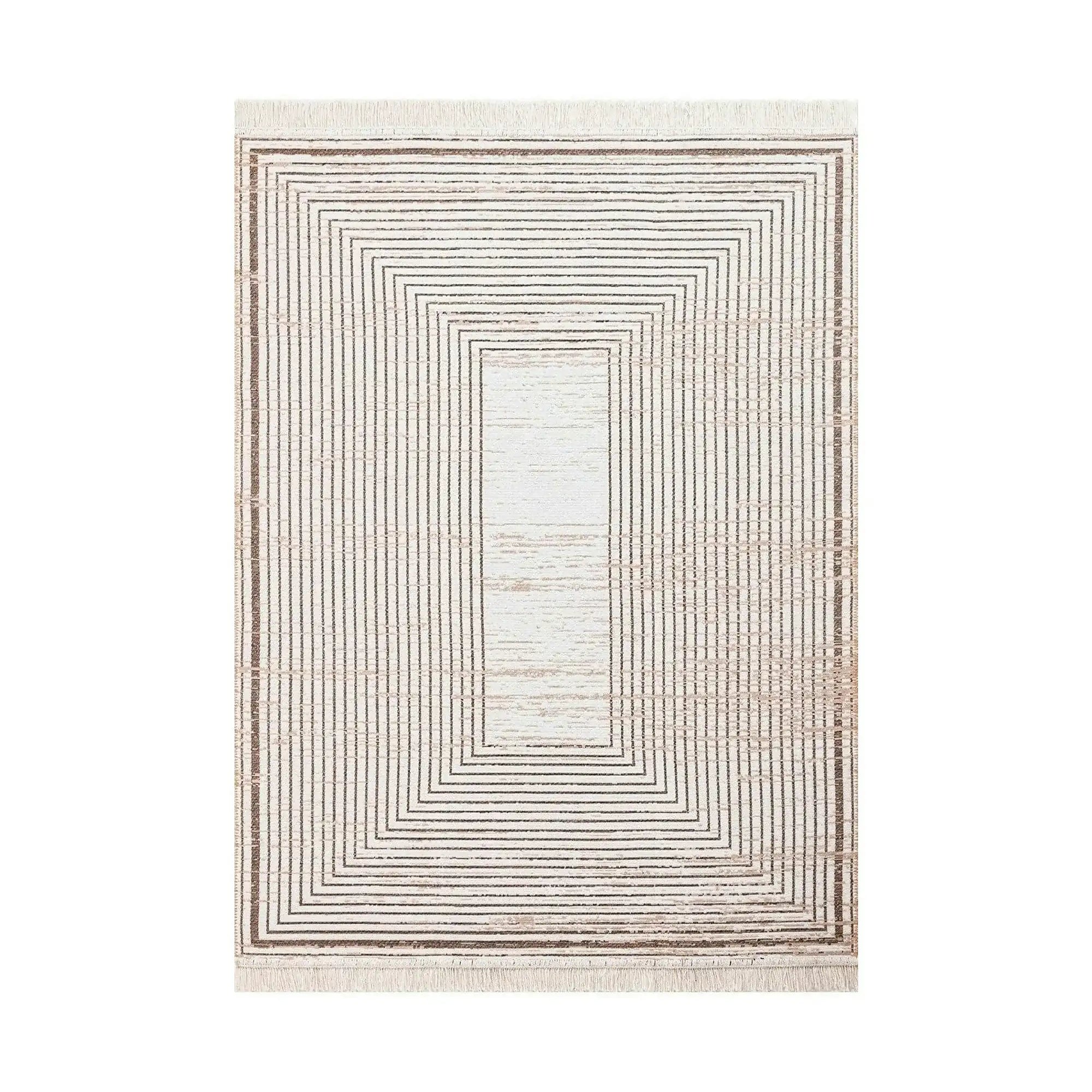 Covor 9983, 80x300 cm, forma dreptunghiulara, bumbac, bej