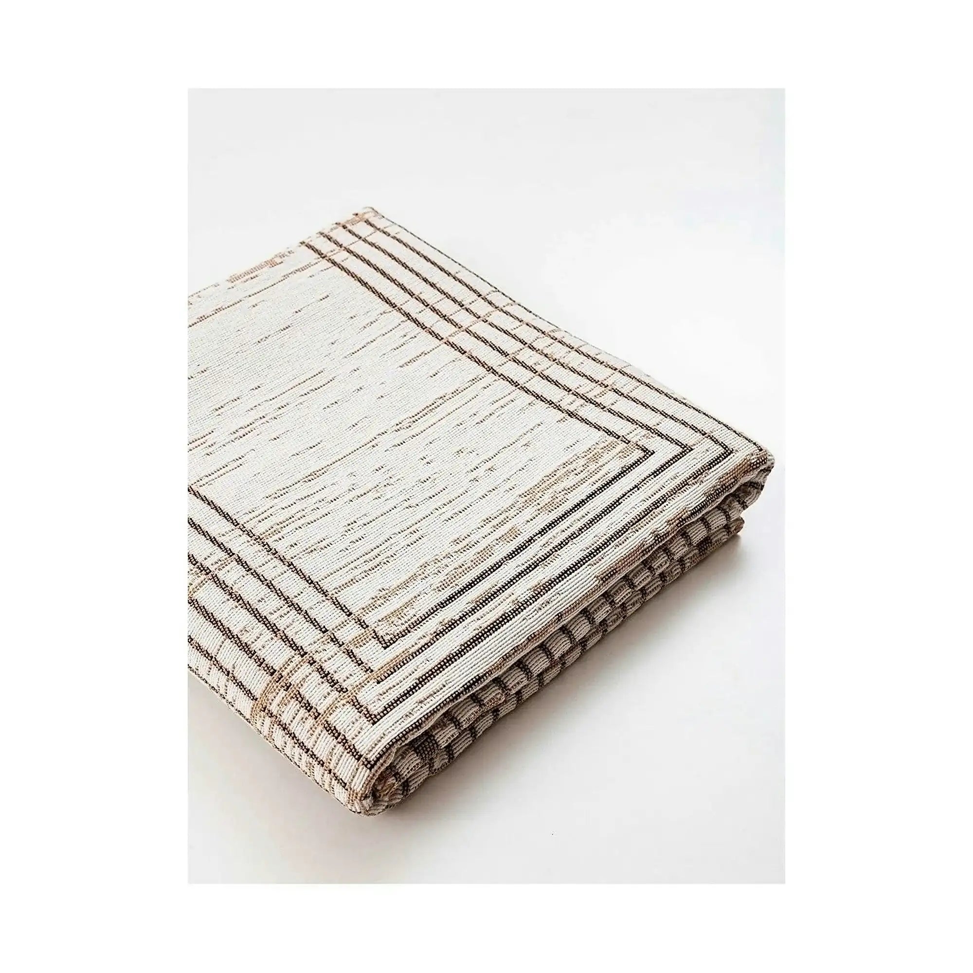 Covor 9983, 80x300 cm, forma dreptunghiulara, bumbac, bej