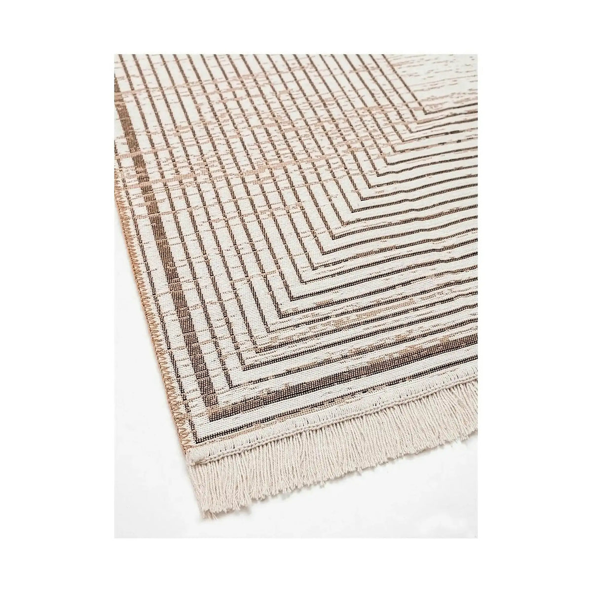Covor 9983, 80x300 cm, forma dreptunghiulara, bumbac, bej