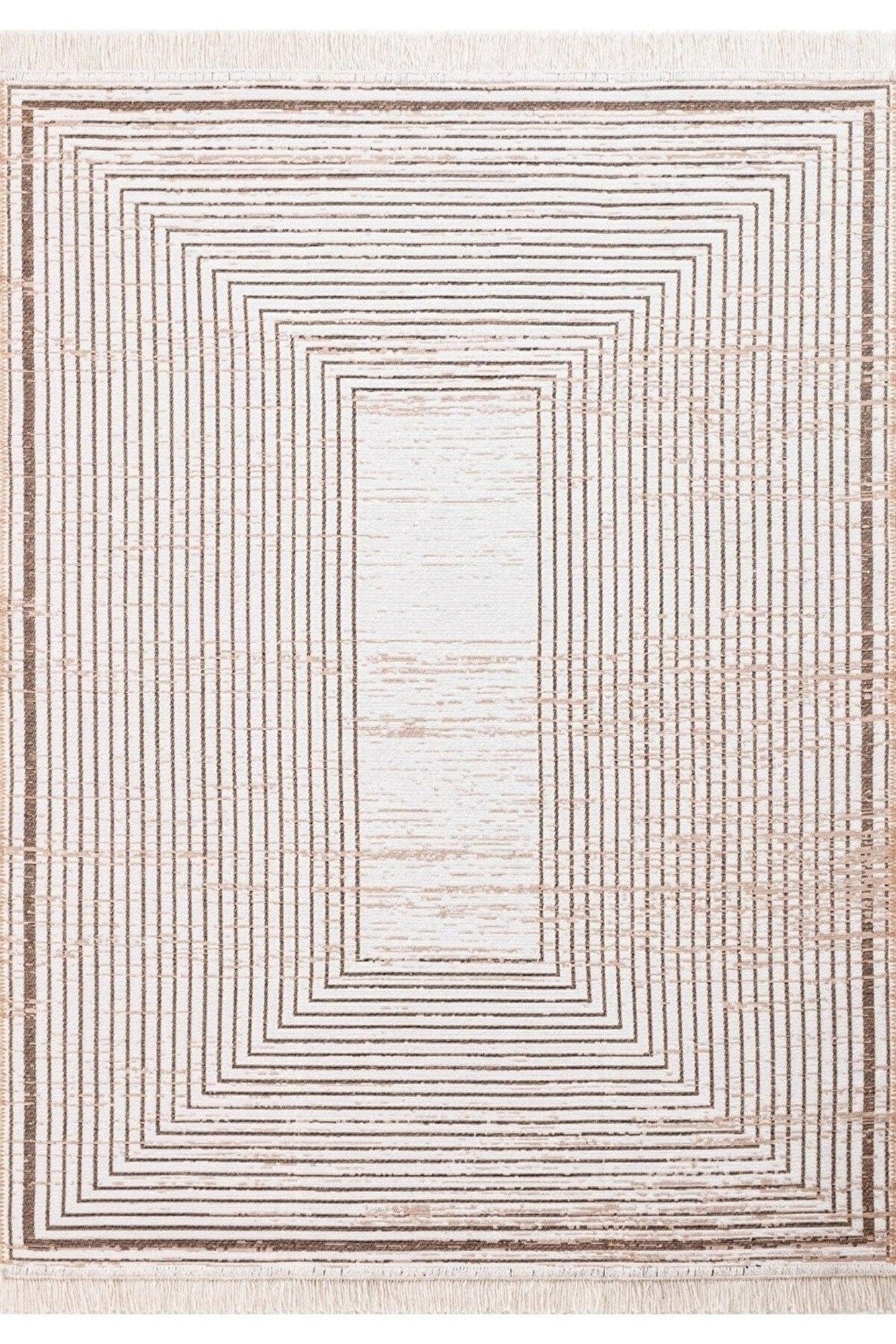 Covor 9983, 80x300 cm, forma dreptunghiulara, bumbac, bej