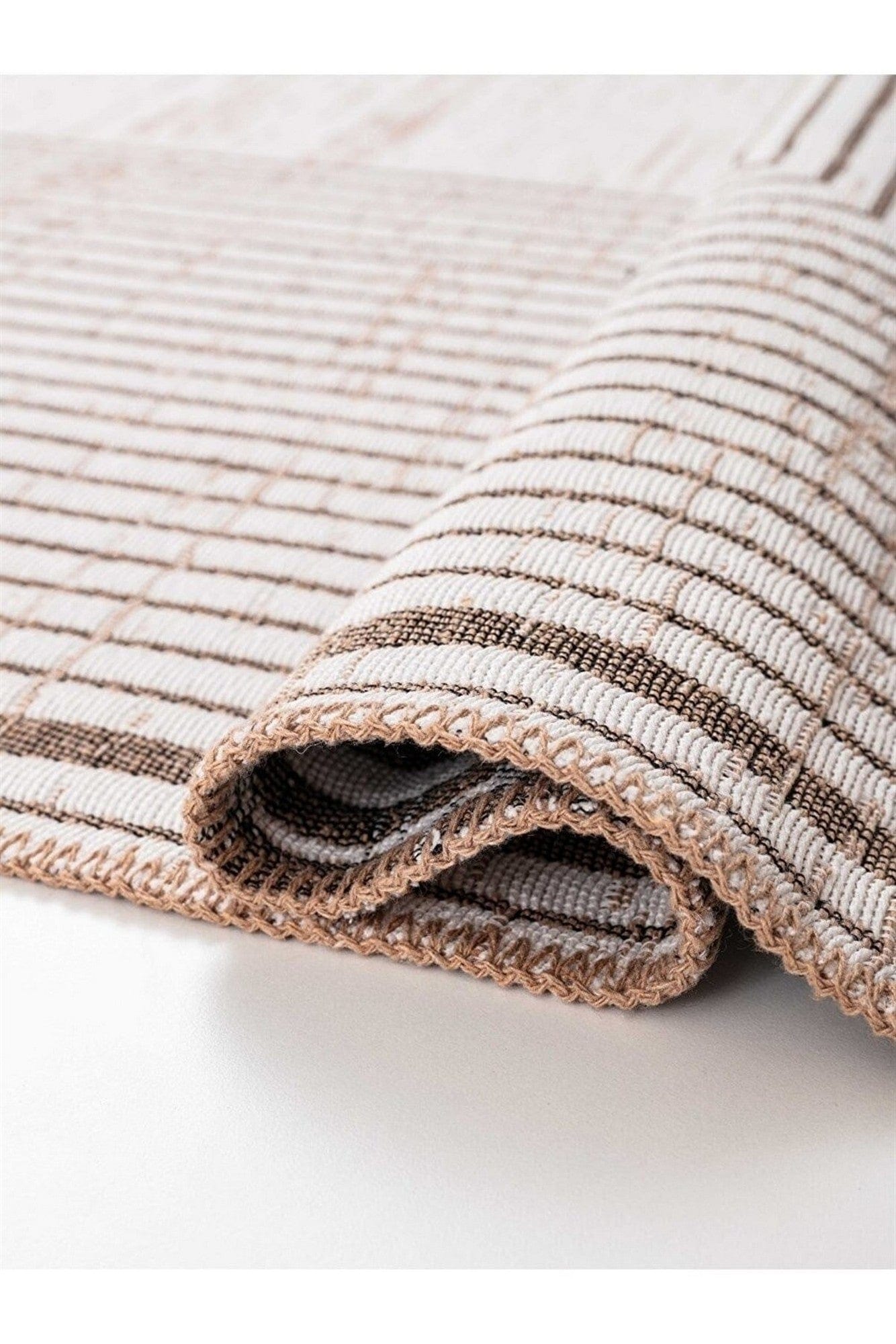 Covor 9983, 80x300 cm, forma dreptunghiulara, bumbac, bej