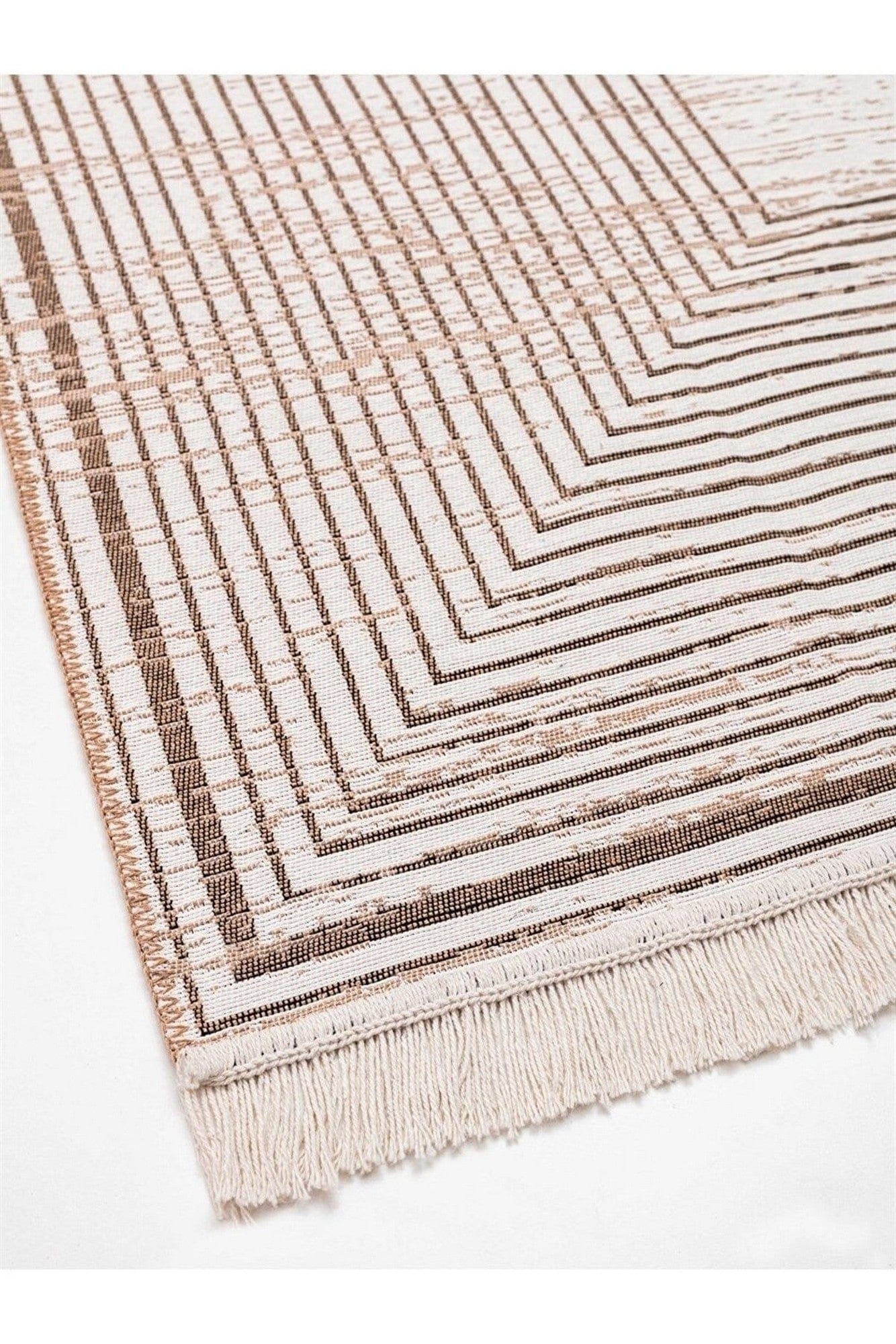 Covor 9983, 80x300 cm, forma dreptunghiulara, bumbac, bej