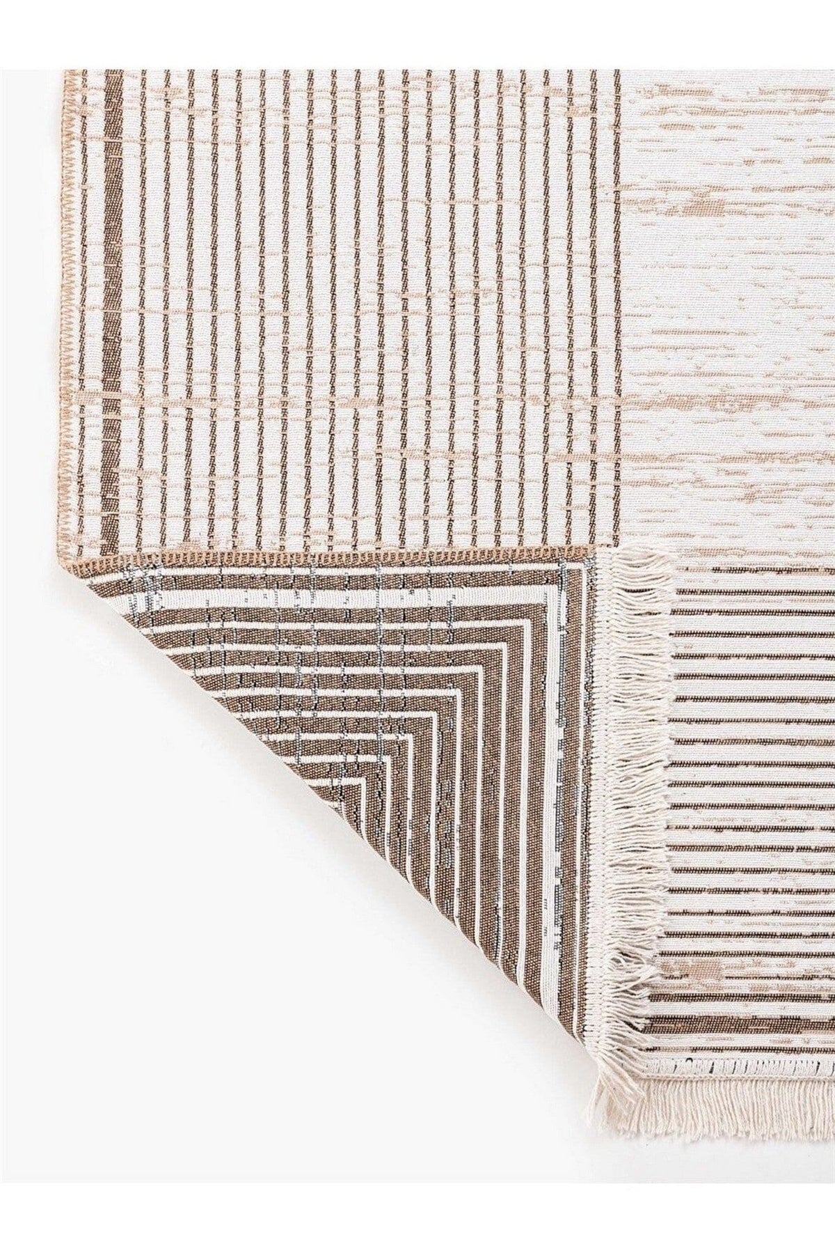 Covor 9983, 80x300 cm, forma dreptunghiulara, bumbac, bej
