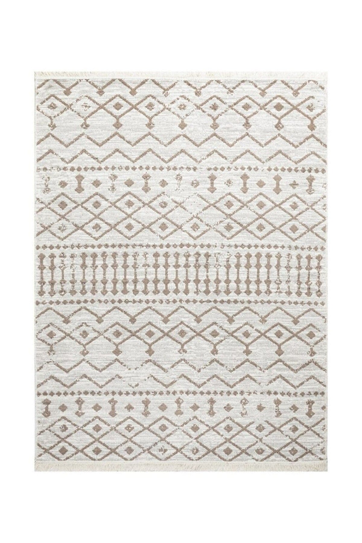 Covor 9987, 80x150 cm, forma dreptunghiulara, bumbac, bej