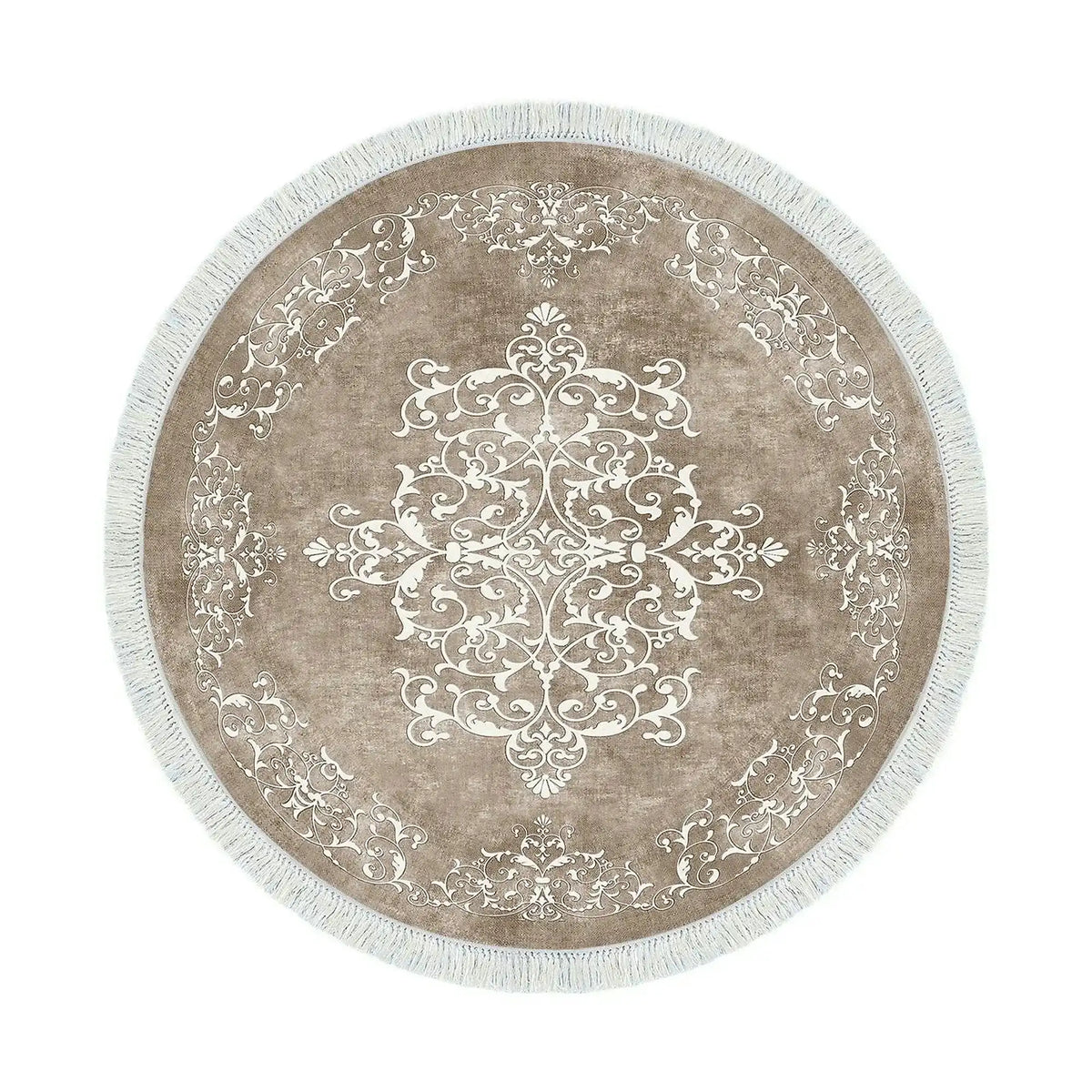 Covor ALN400616BJ18, 180x180 cm, forma rotunda, poliester, bej