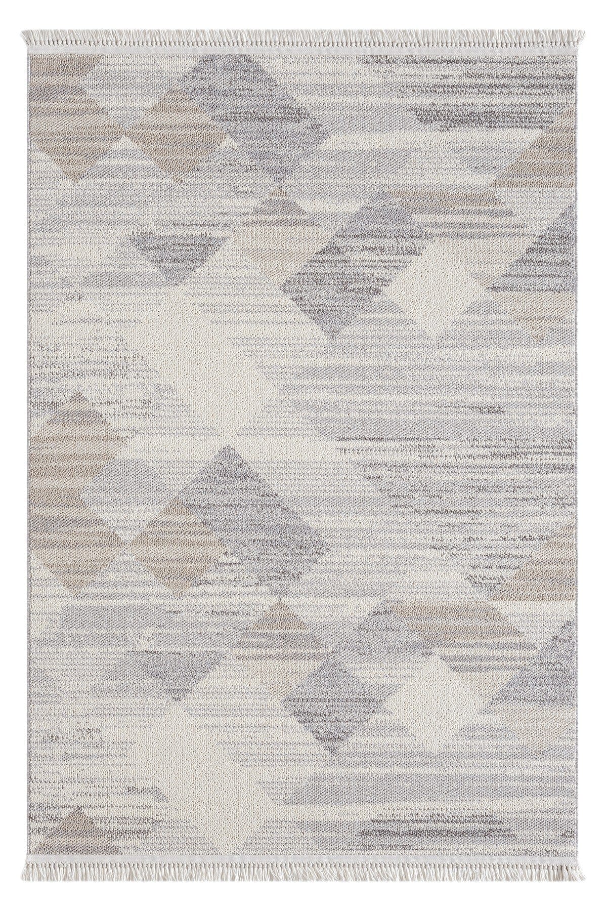 Covor BASTIA, 100x200 cm, forma dreptunghiulara, polipropilena, crem/gri, 1274