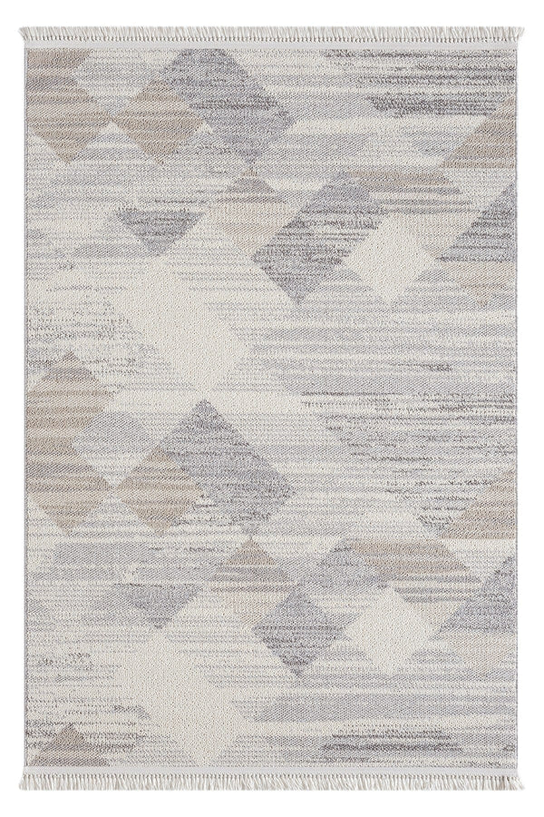 Covor BASTIA, 100x200 cm, forma dreptunghiulara, polipropilena, crem/gri, 1274