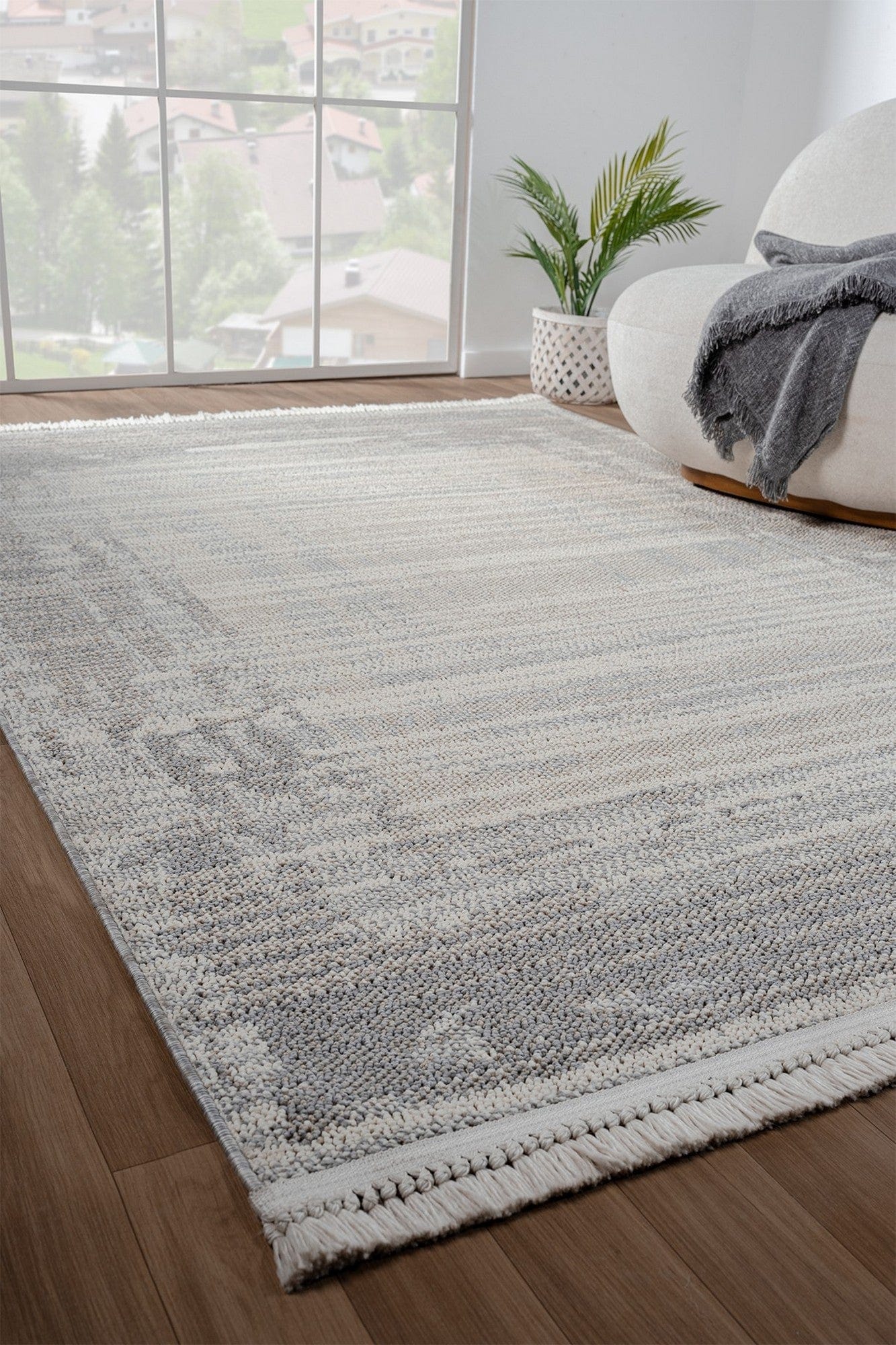 Covor BASTIA, 80x150 cm, forma dreptunghiulara, polipropilena, gri/crem, 1277