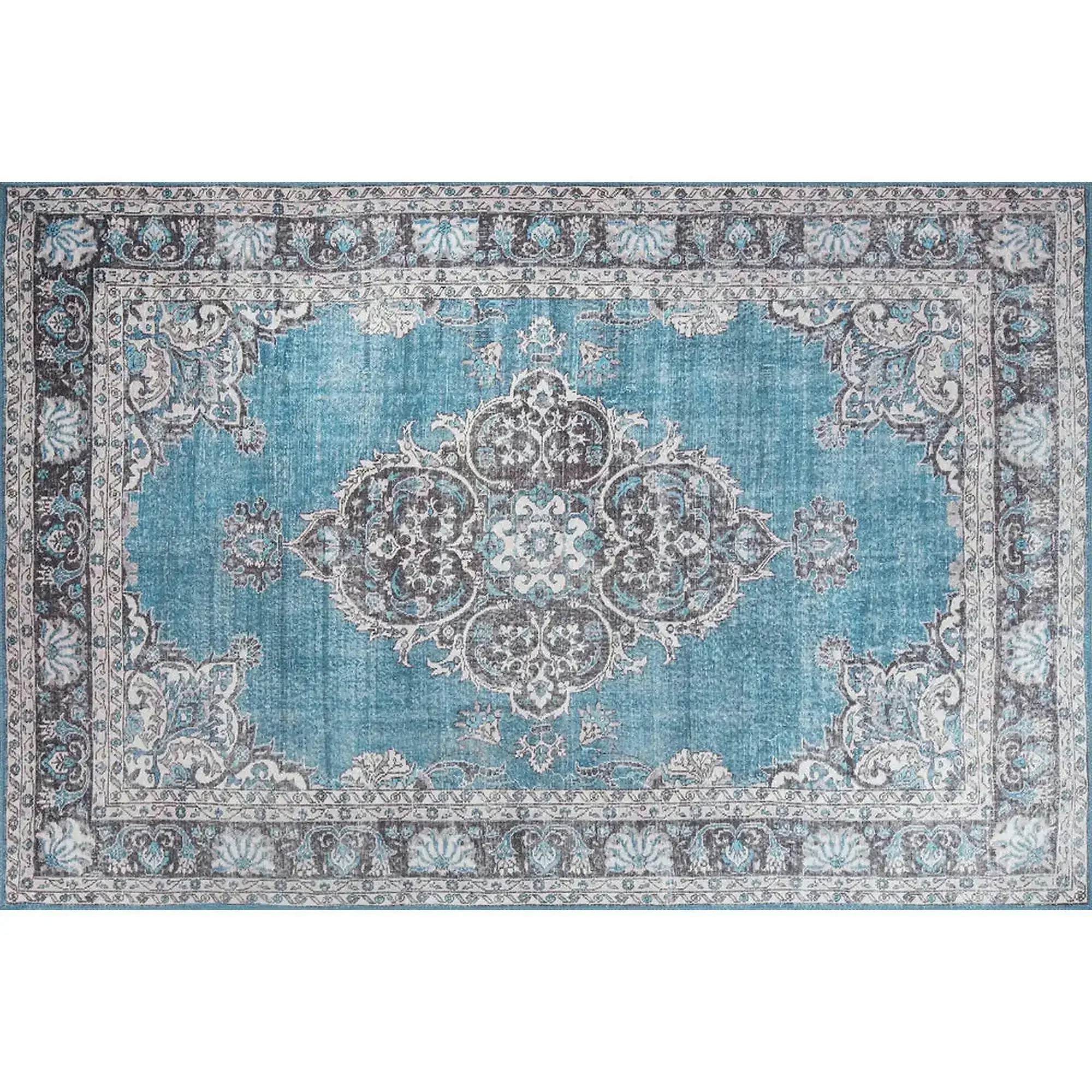 Covor BLUES CHENILLE, 75x150 cm, forma dreptunghiulara, poliester, albastru/gri, AL 201