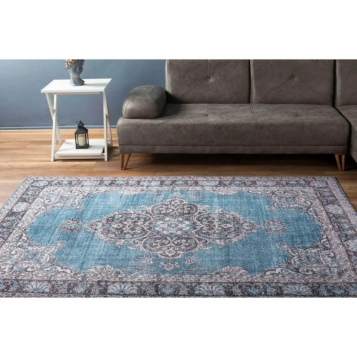 Covor BLUES CHENILLE, 75x150 cm, forma dreptunghiulara, poliester, albastru/gri, AL 201