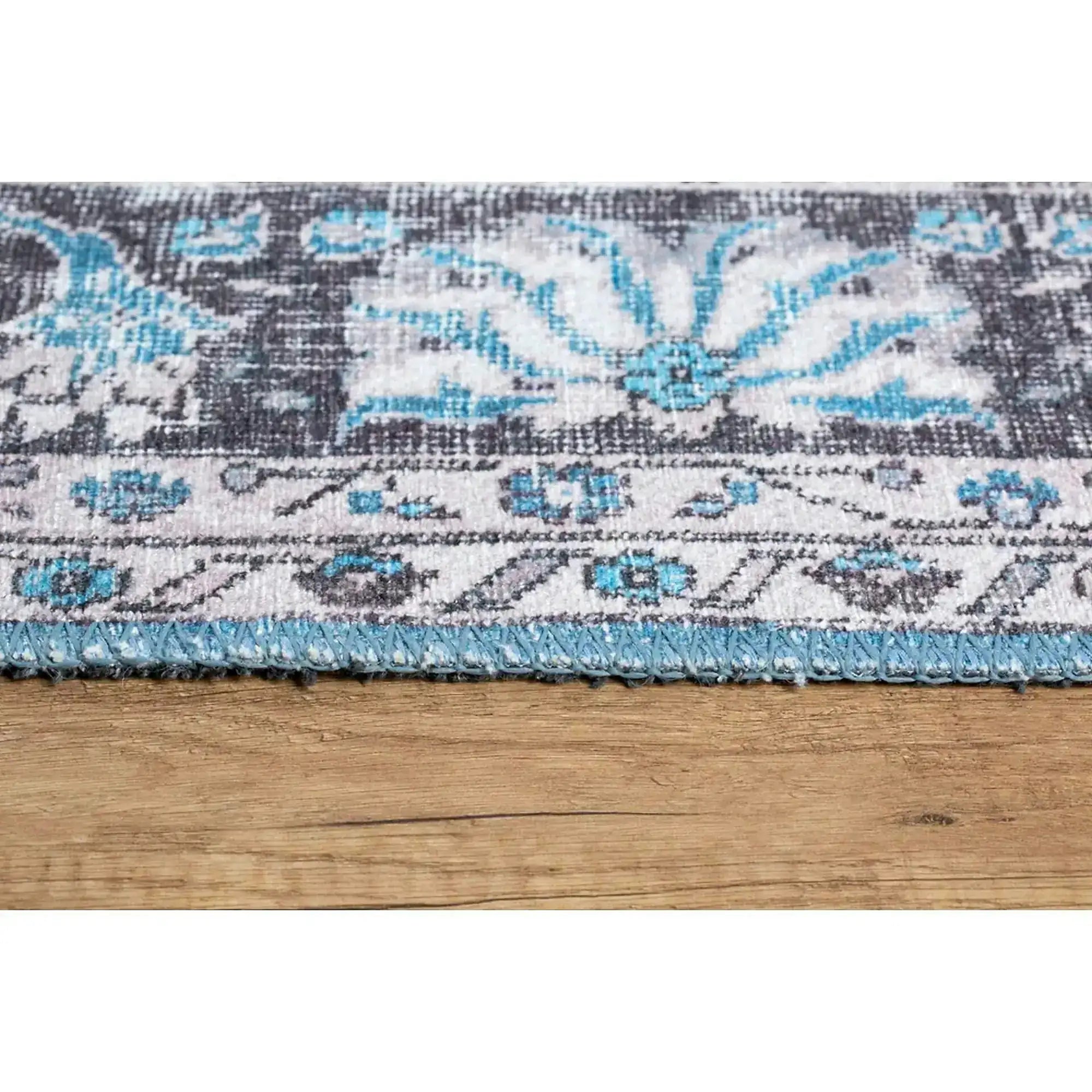 Covor BLUES CHENILLE, 75x150 cm, forma dreptunghiulara, poliester, albastru/gri, AL 201