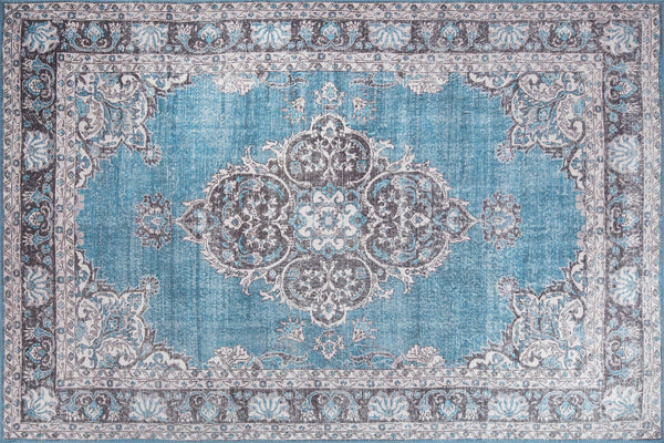 Covor BLUES CHENILLE, 75x150 cm, forma dreptunghiulara, poliester, albastru/gri, AL 201