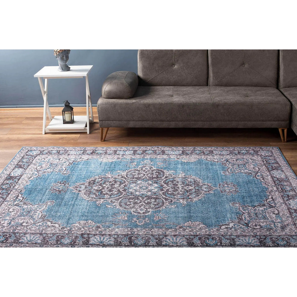 Covor BLUES CHENILLE, 75x150 cm, forma dreptunghiulara, poliester, albastru/gri, AL 201