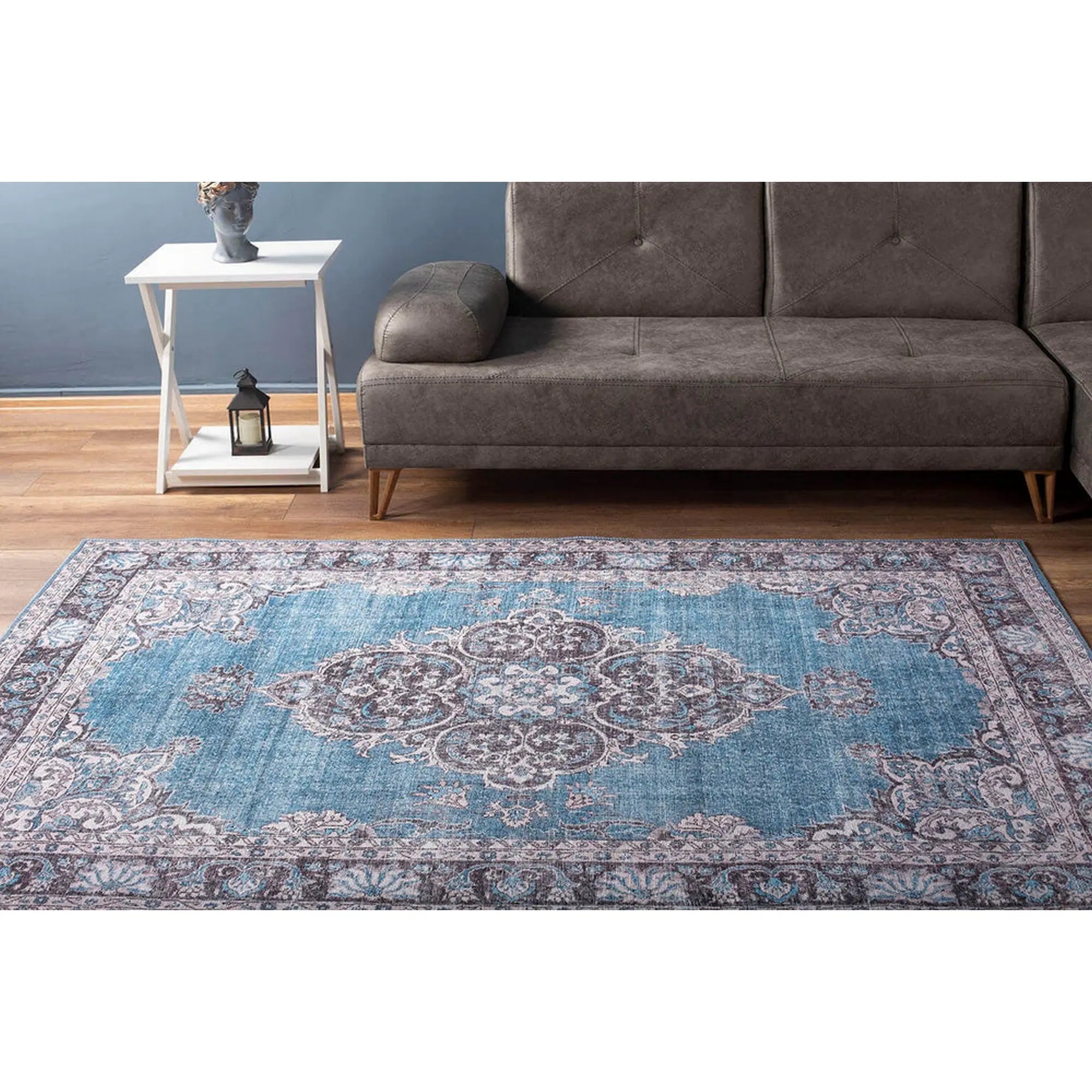 Covor BLUES CHENILLE, 75x150 cm, forma dreptunghiulara, poliester, albastru/gri, AL 201