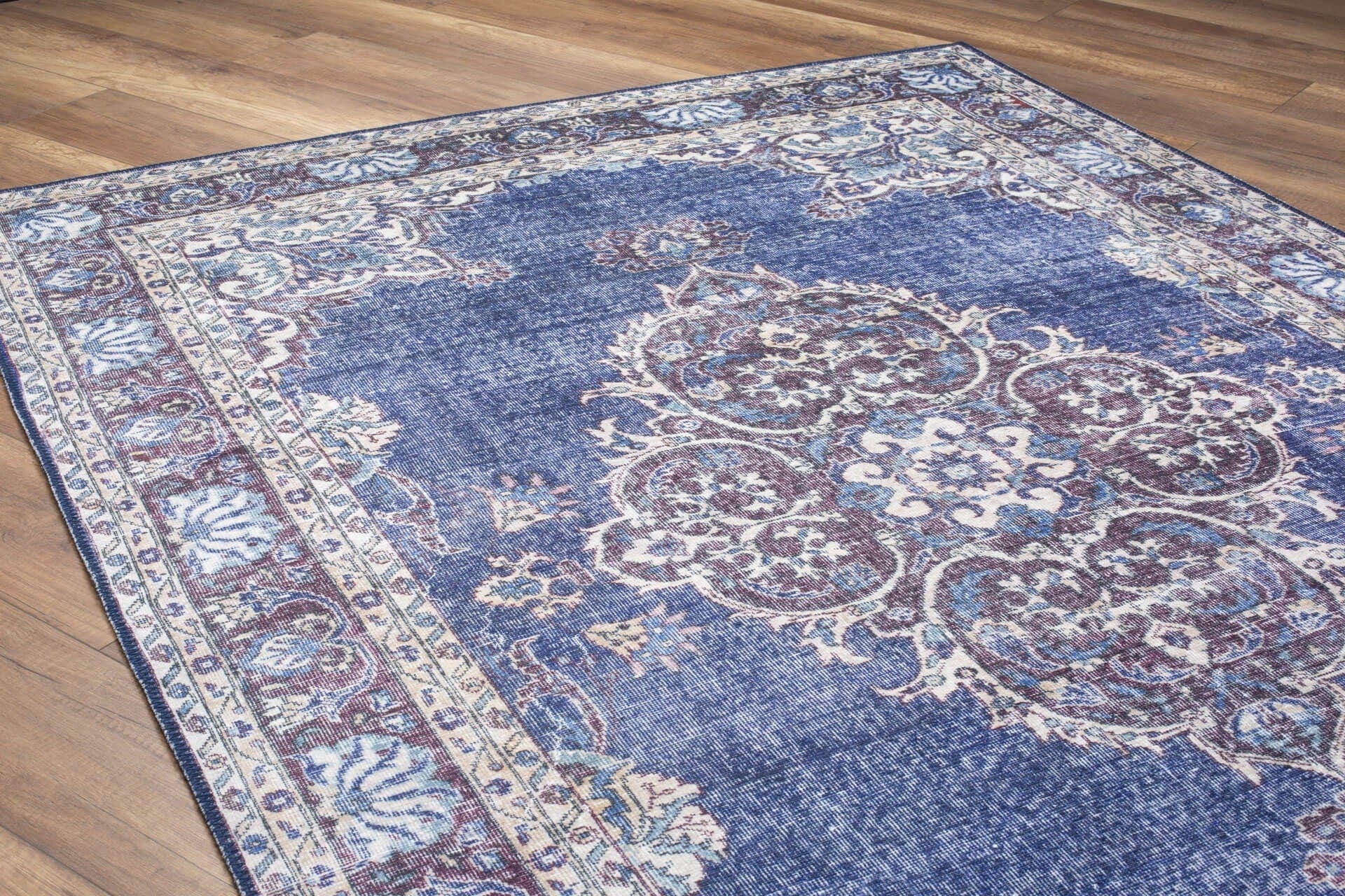 Covor BLUES CHENILLE, 75x150 cm, forma dreptunghiulara, poliester, albastru inchis/alb, AL 249