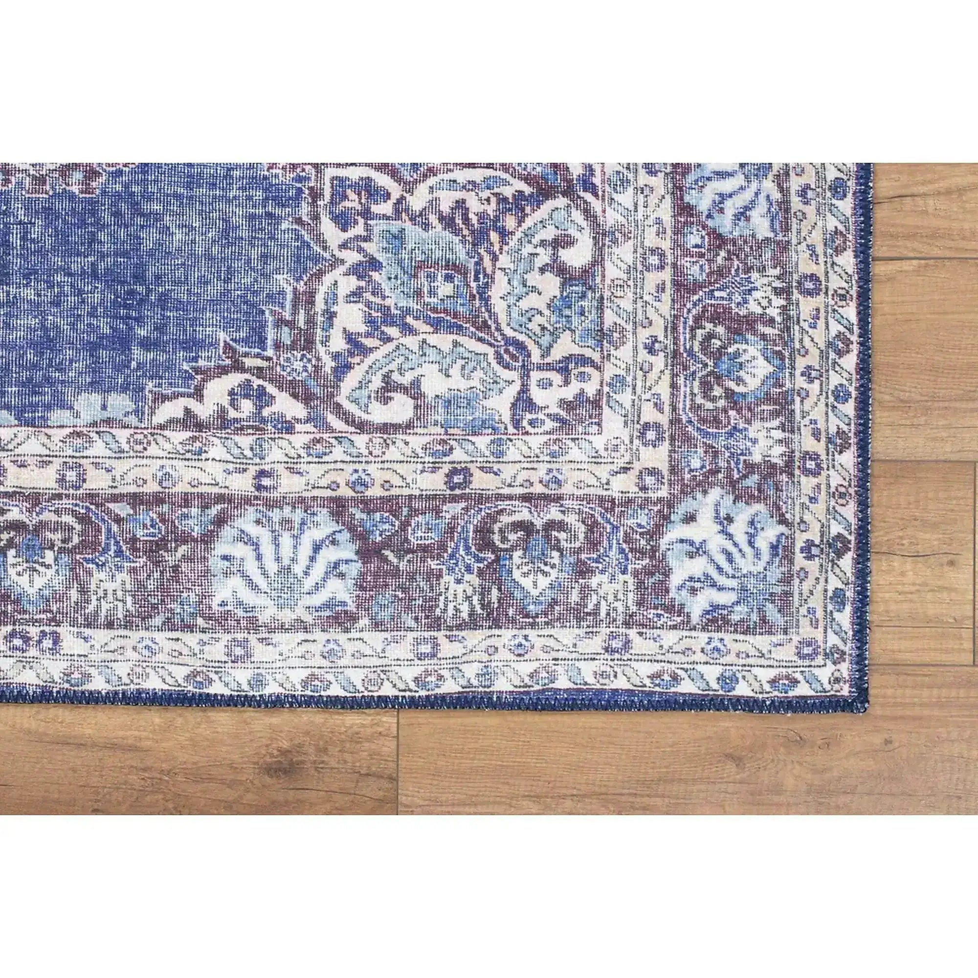 Covor BLUES CHENILLE, 75x150 cm, forma dreptunghiulara, poliester, albastru inchis/alb, AL 249