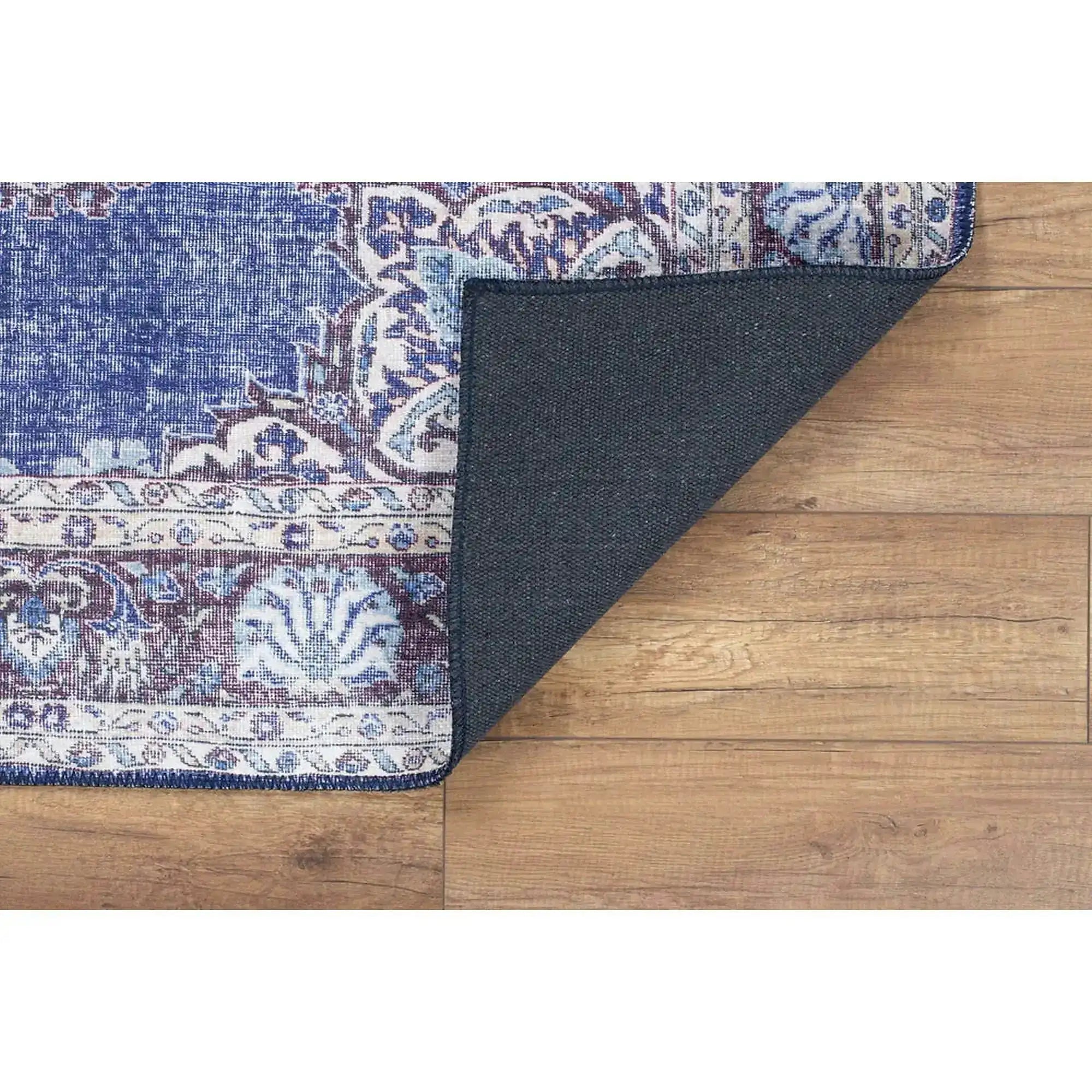 Covor BLUES CHENILLE, 75x150 cm, forma dreptunghiulara, poliester, albastru inchis/alb, AL 249