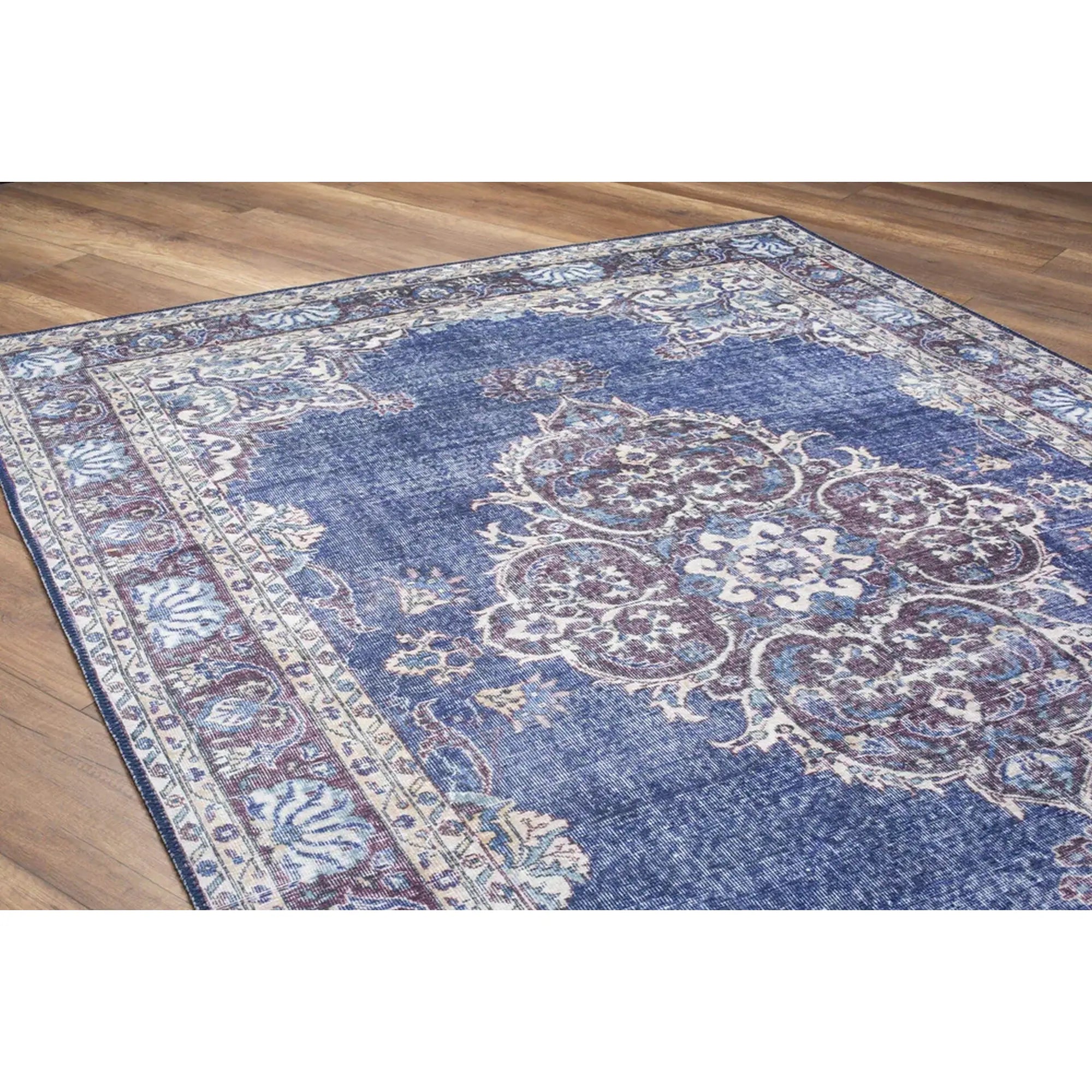 Covor BLUES CHENILLE, 75x150 cm, forma dreptunghiulara, poliester, albastru inchis/alb, AL 249