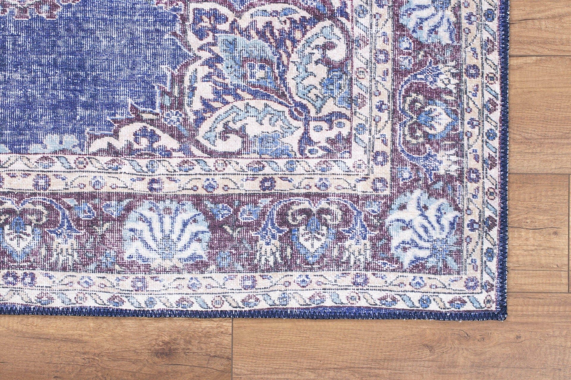 Covor BLUES CHENILLE, 75x150 cm, forma dreptunghiulara, poliester, albastru inchis/alb, AL 249