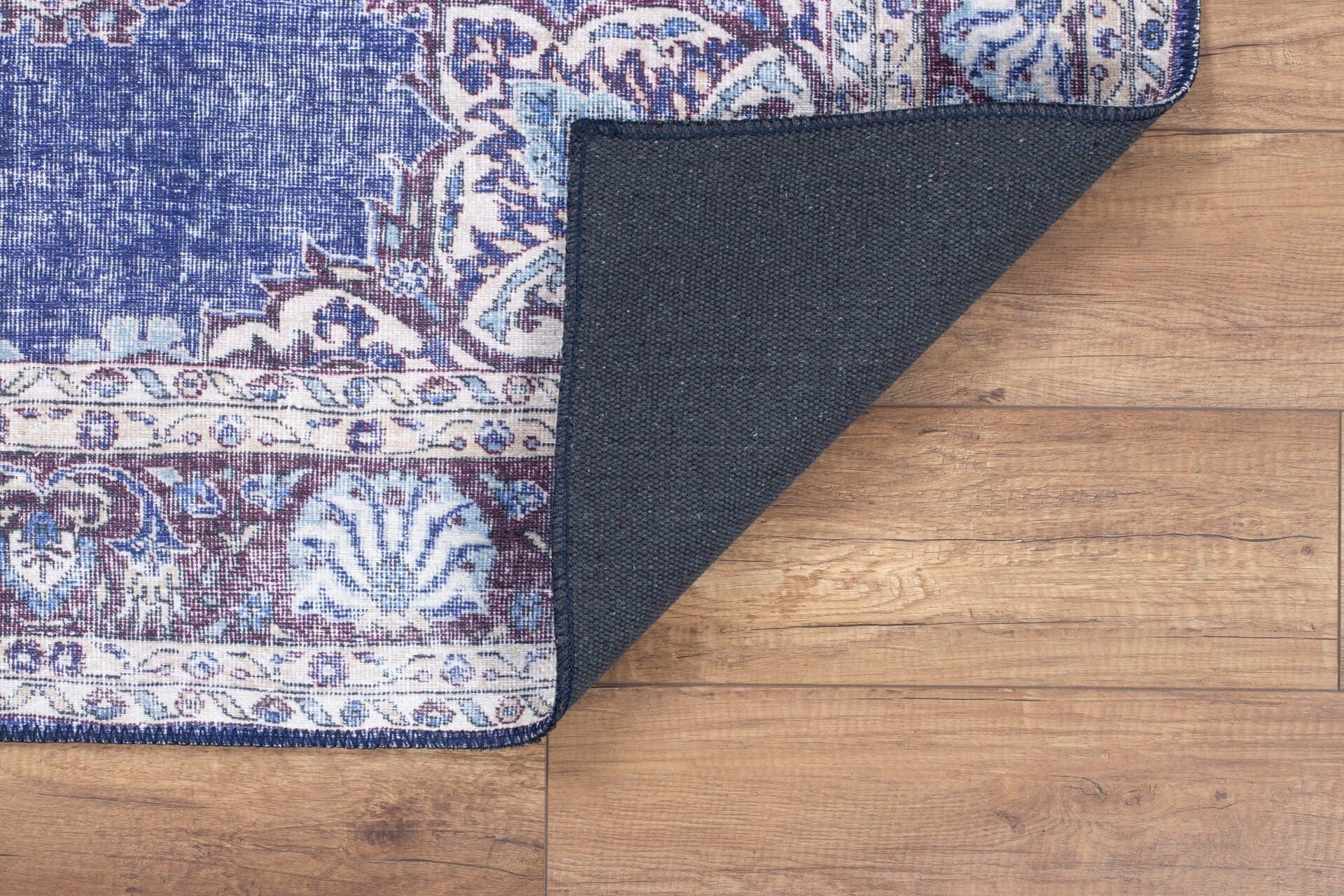 Covor BLUES CHENILLE, 75x150 cm, forma dreptunghiulara, poliester, albastru inchis/alb, AL 249