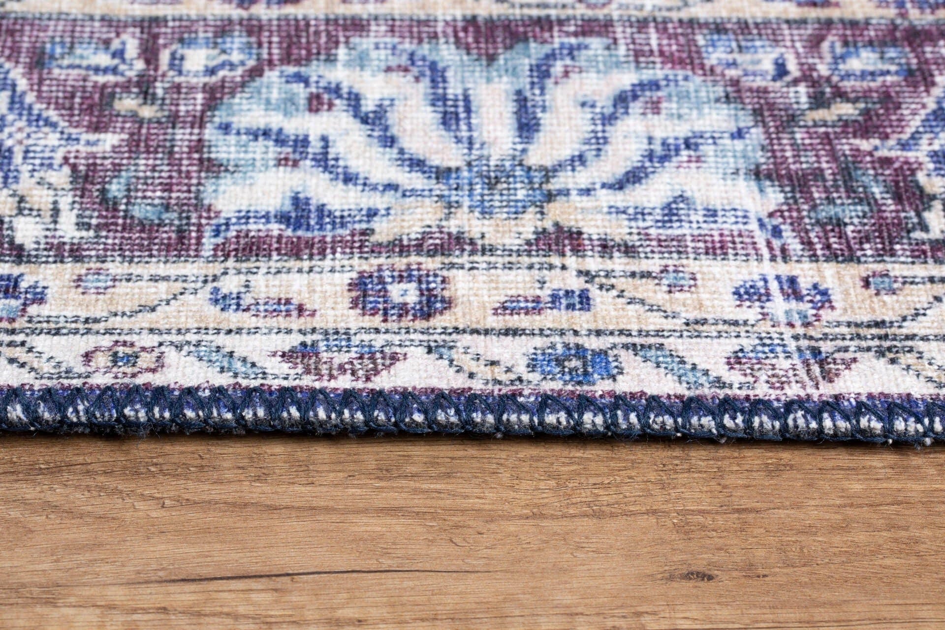 Covor BLUES CHENILLE, 75x150 cm, forma dreptunghiulara, poliester, albastru inchis/alb, AL 249