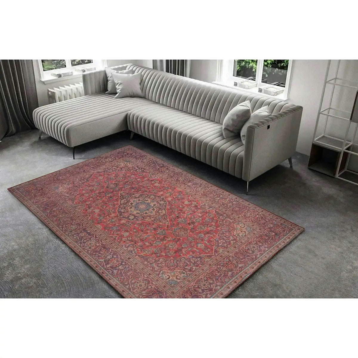 Covor BLUES CHENILLE, 75x150 cm, forma dreptunghiulara, poliester, rosu, AL 53