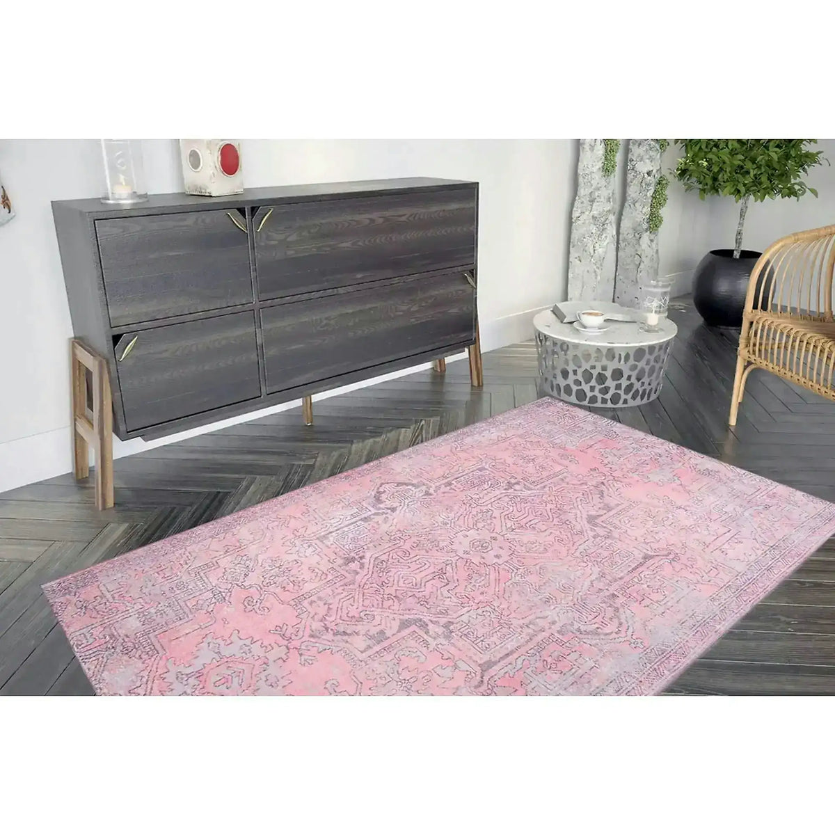 Covor BLUES CHENILLE, 75x150 cm, forma dreptunghiulara, poliester, roz, AL 271