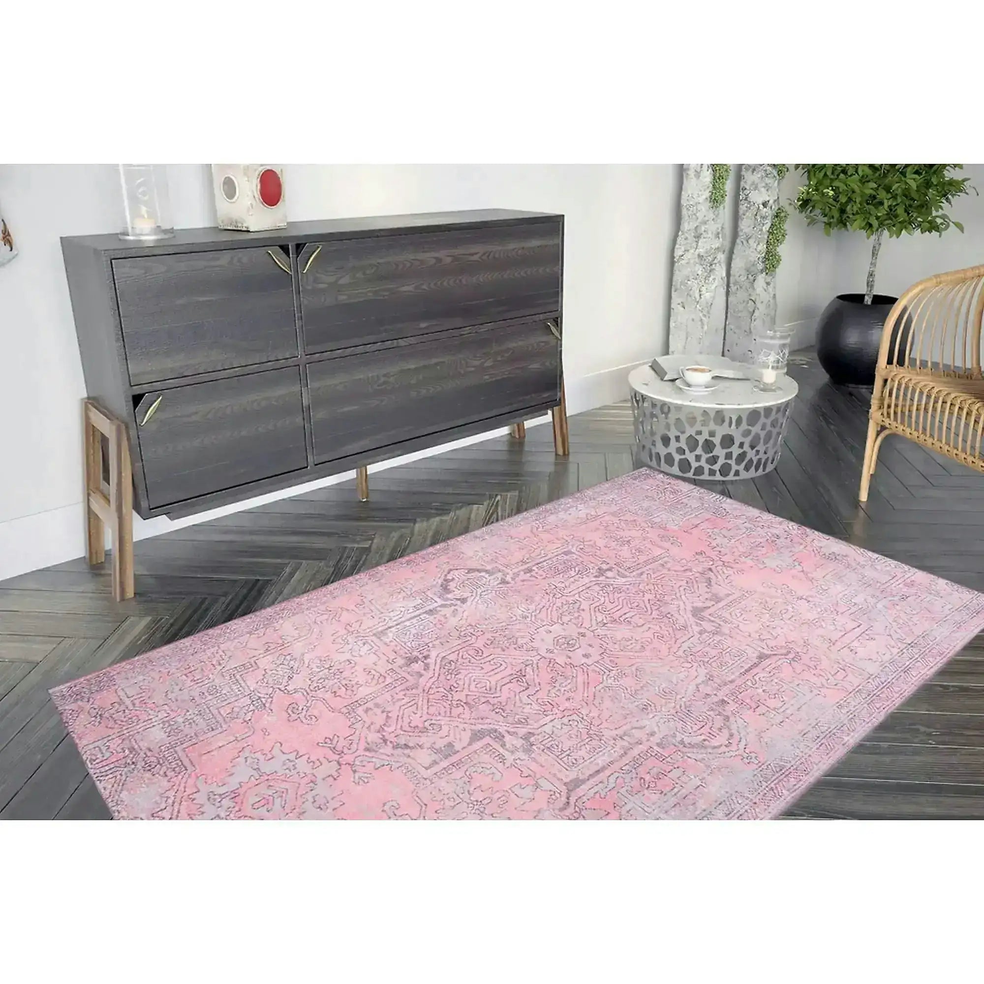 Covor BLUES CHENILLE, 75x150 cm, forma dreptunghiulara, poliester, roz, AL 271
