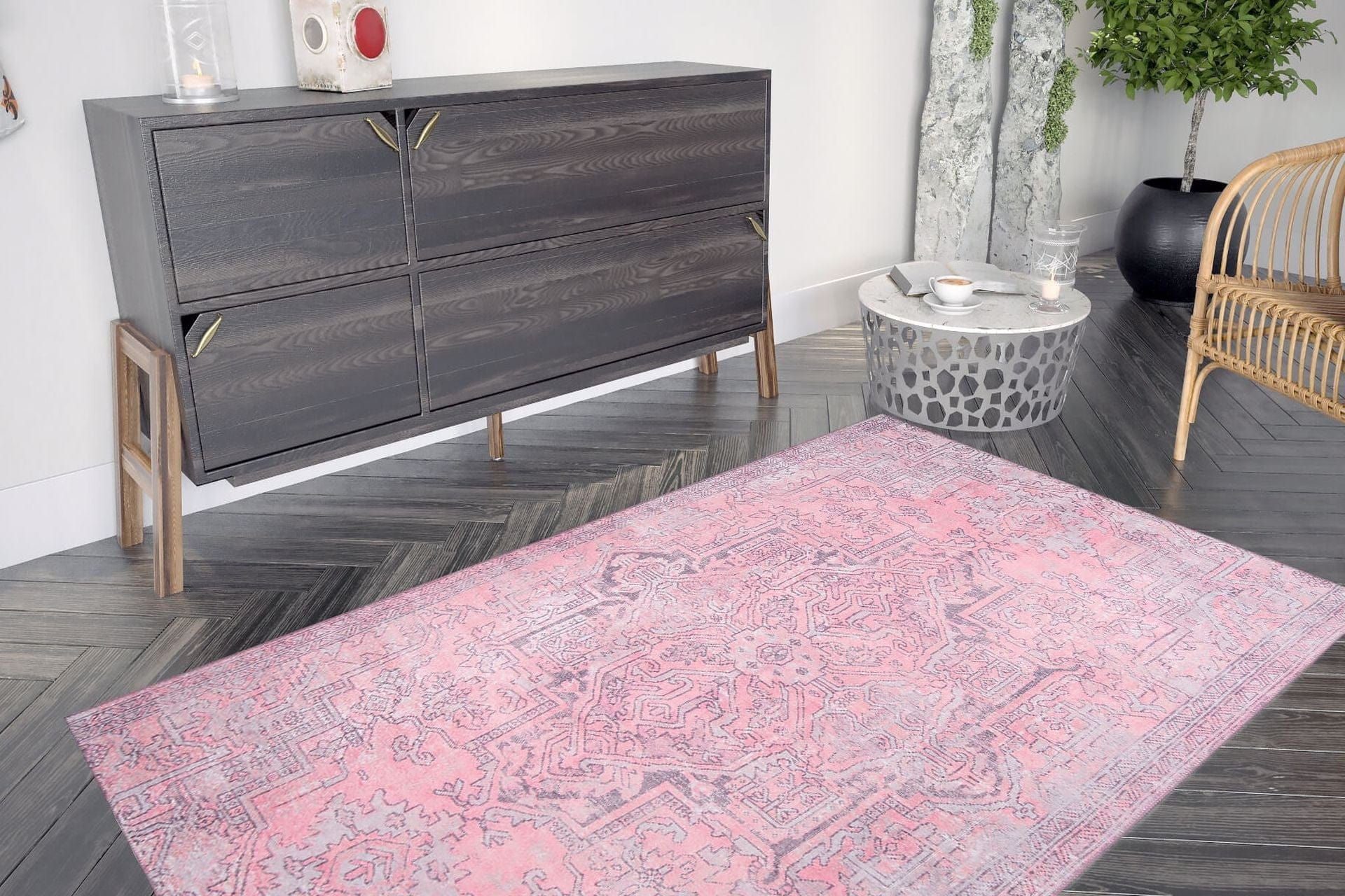 Covor BLUES CHENILLE, 75x150 cm, forma dreptunghiulara, poliester, roz, AL 271