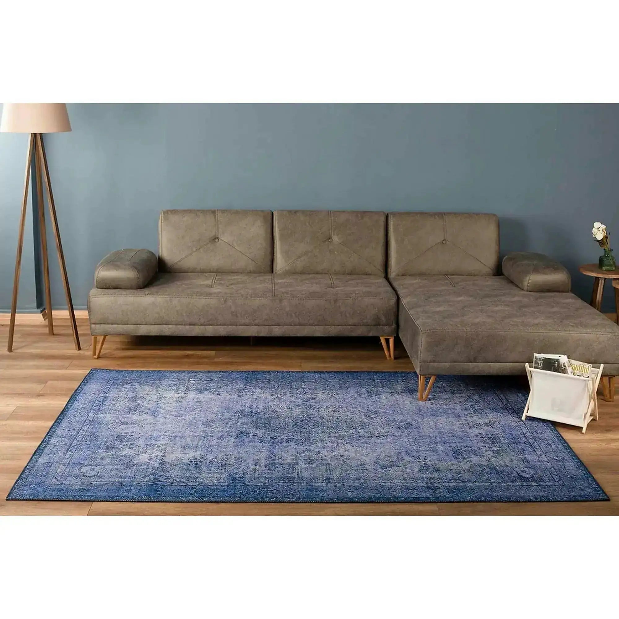 Covor DORIAN CHENILLE, 75x150 cm, forma dreptunghiulara, poliester, albastru inchis, AL 157