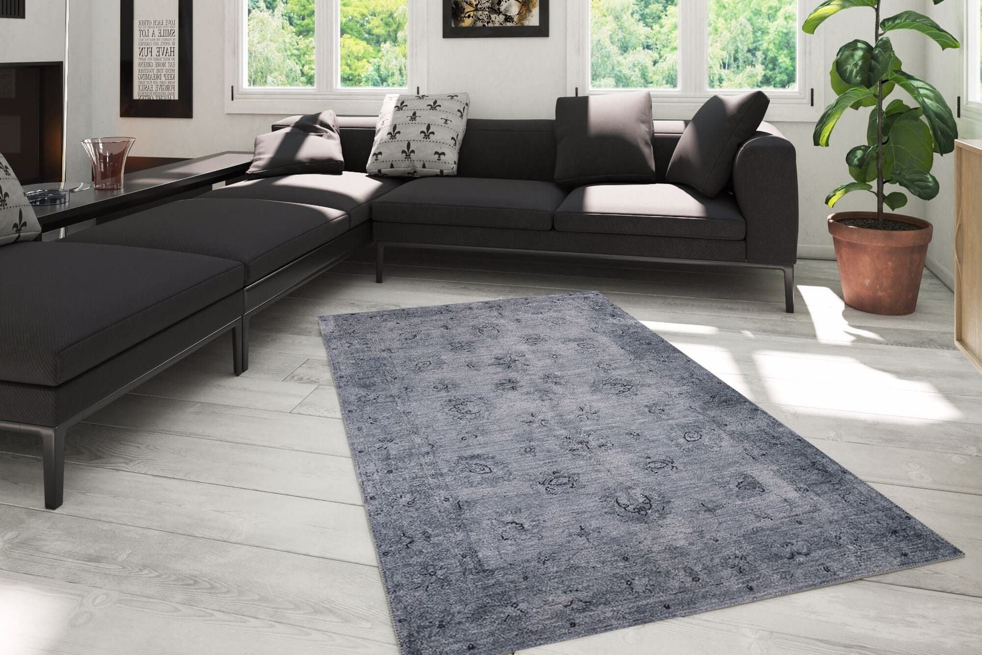 Covor DORIAN CHENILLE, 75x150 cm, forma dreptunghiulara, poliester, gri, AL 166