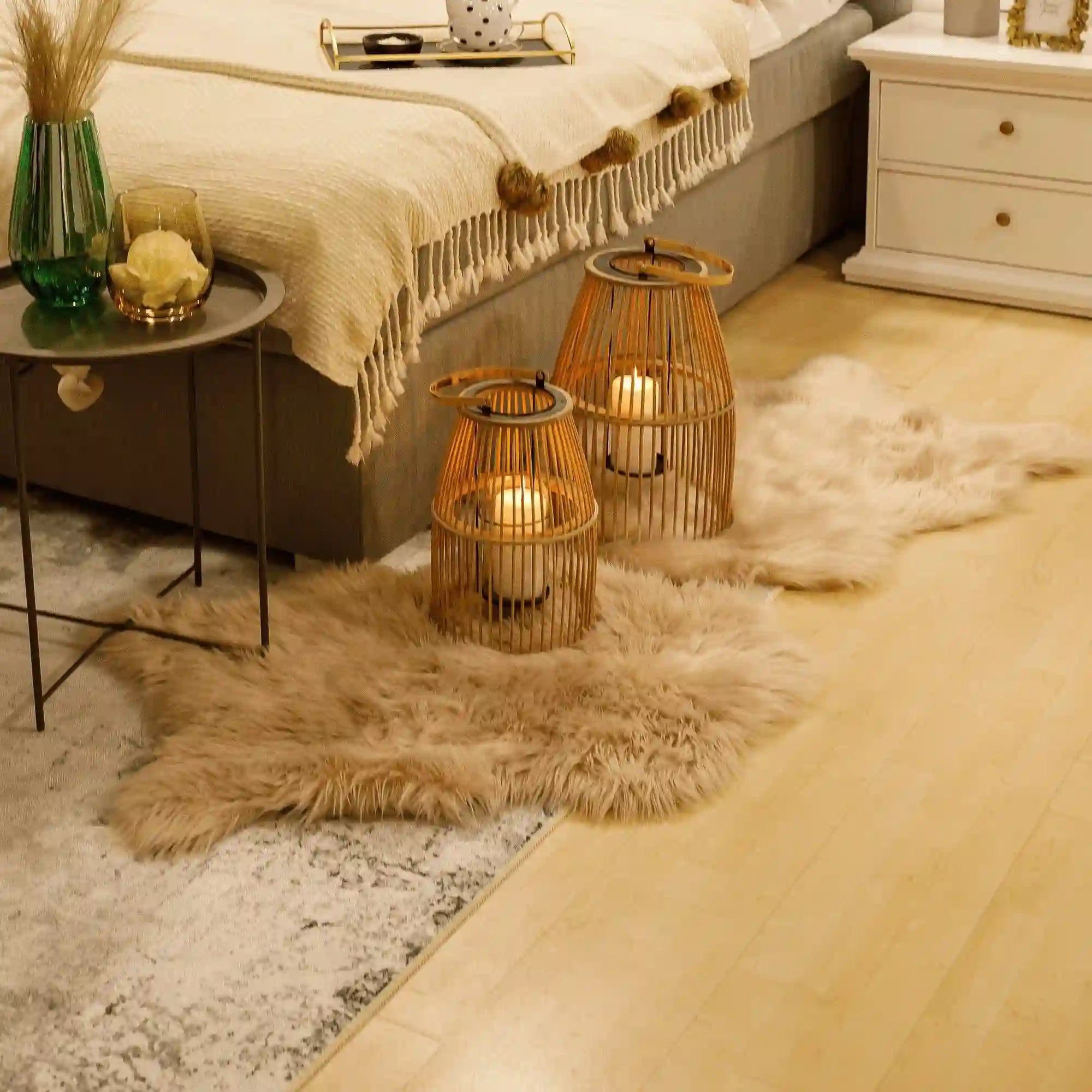 Covor EBONY TYP 2, 60x90 cm, forma atipica, bej, blana artificiala