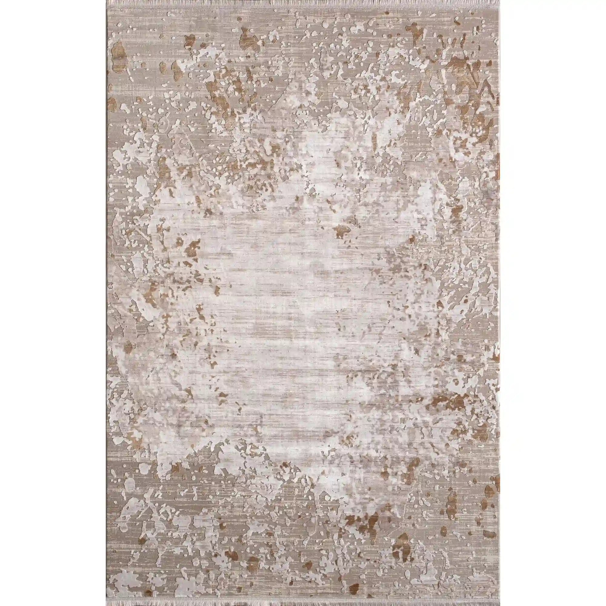 Covor EMMA 09770A, 80x150 cm, forma dreptunghiulara, acril/fibre sintetice, crem/auriu
