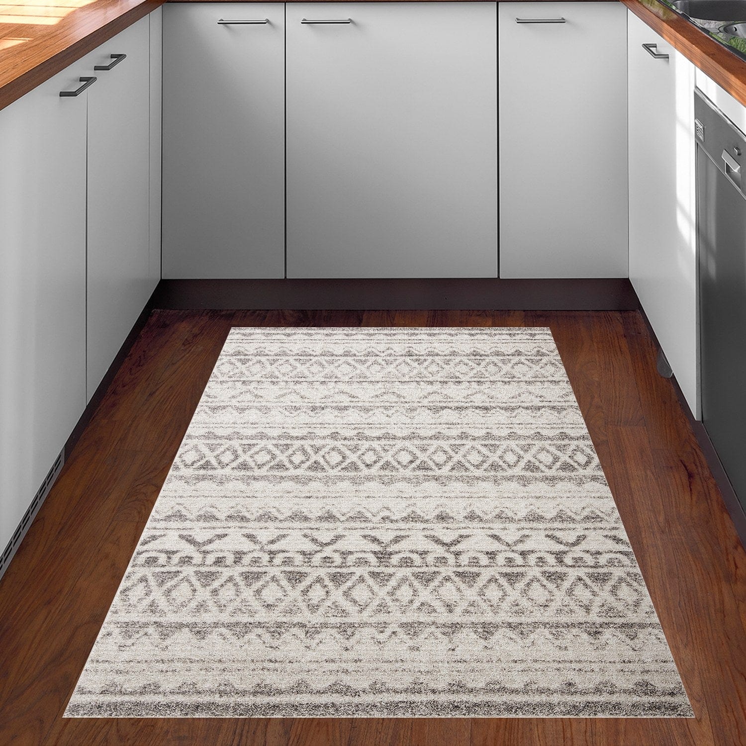 Covor F5078 - V2, 80x120 cm, forma dreptunghiulara, poliester, maro deschis