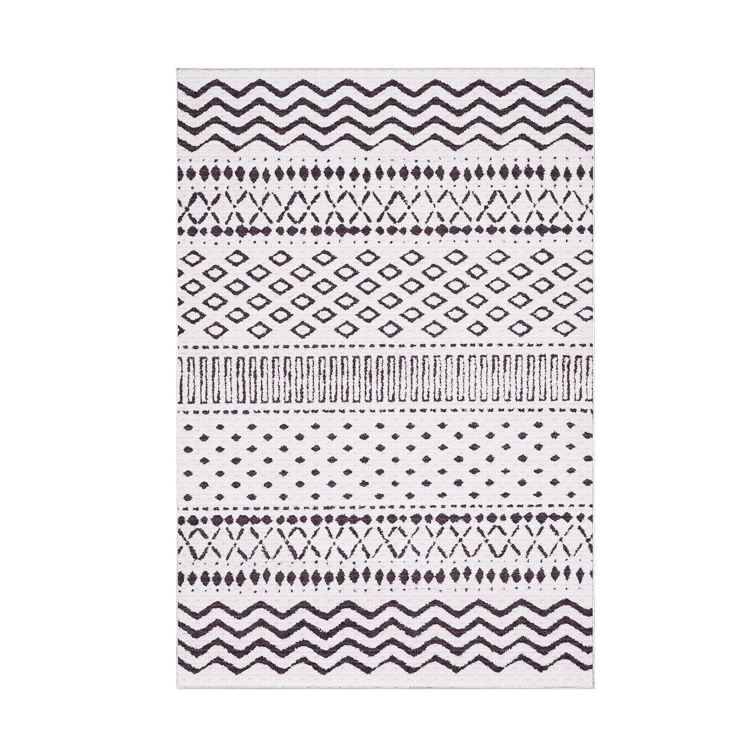 Covor F5086 - V2, 80x120 cm, forma dreptunghiulara, poliester, alb/maro