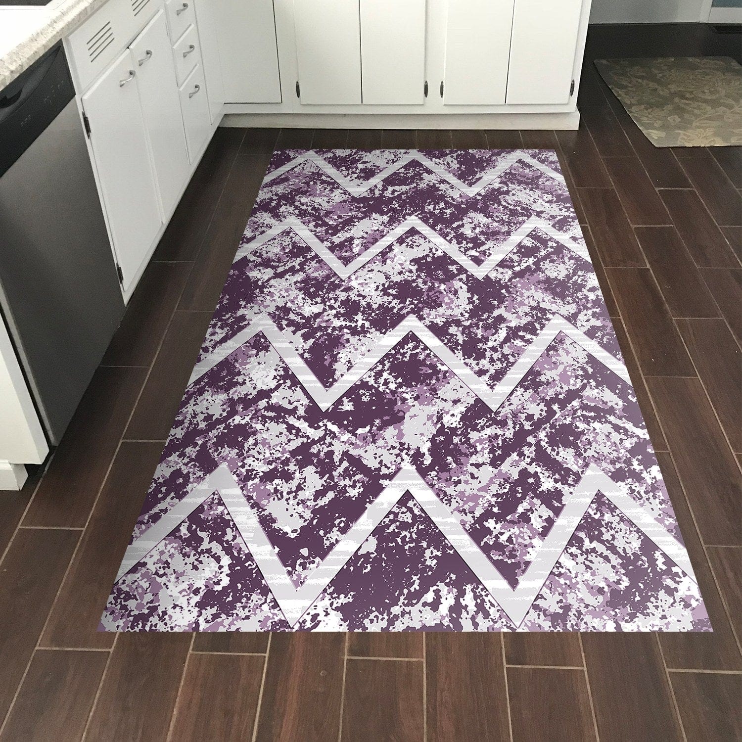 Covor F5128 - V2, 80x120 cm, forma dreptunghiulara, poliester, mov/alb