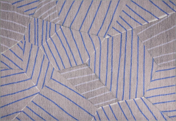 Covor FUNK CHENILLE, 75x150 cm, forma dreptunghiulara, poliester, bej/albastru, AL 179 MR