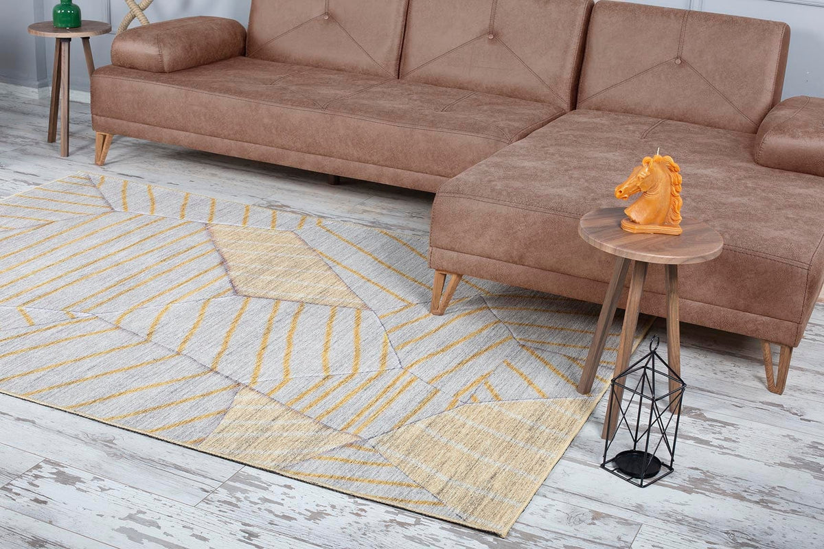 Covor FUNK CHENILLE, 75x150 cm, forma dreptunghiulara, poliester, galben/bej, AL 179 SR