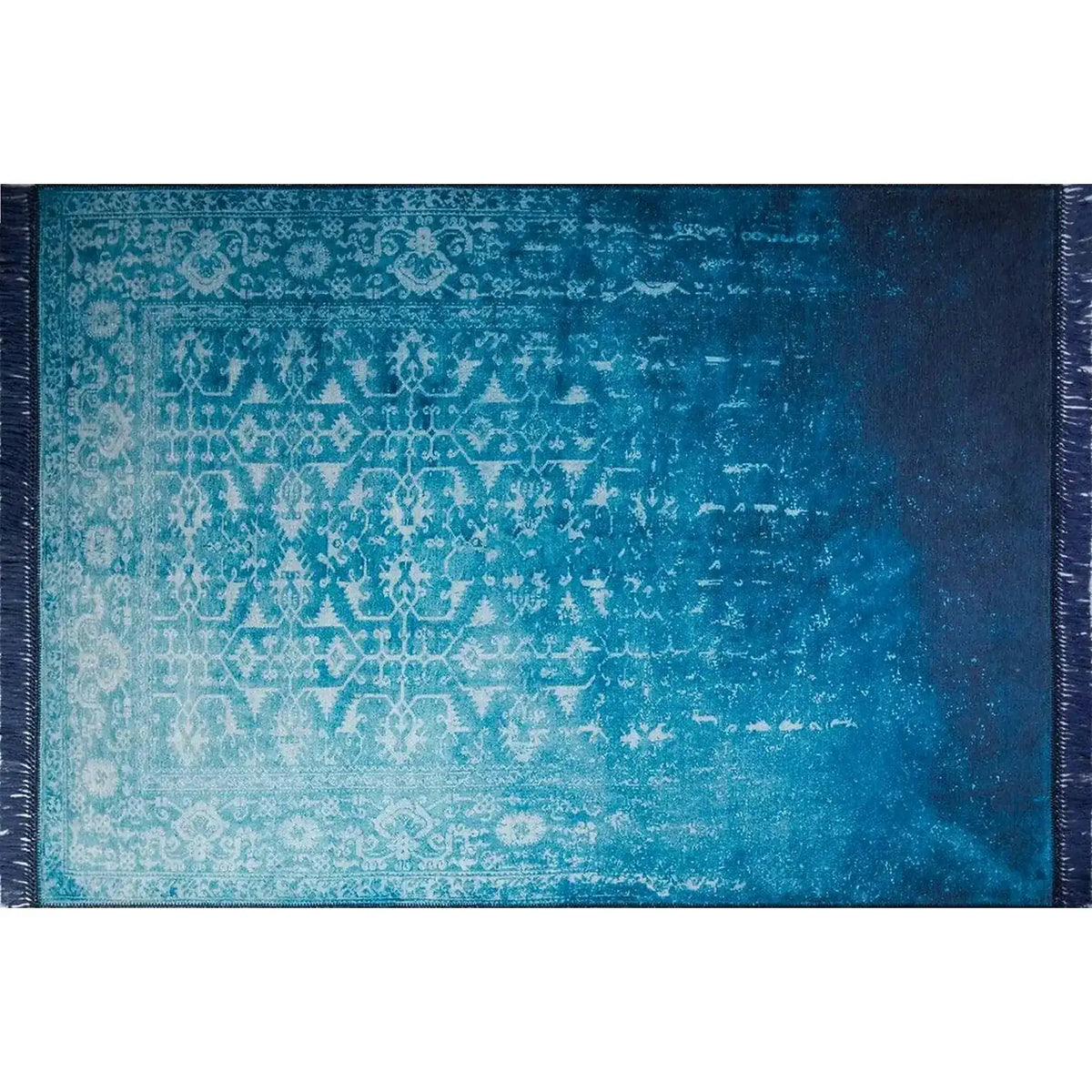 Covor FUSION CHENILLE, 75x150 cm, forma dreptunghiulara, poliester, albastru/alb, AL 135