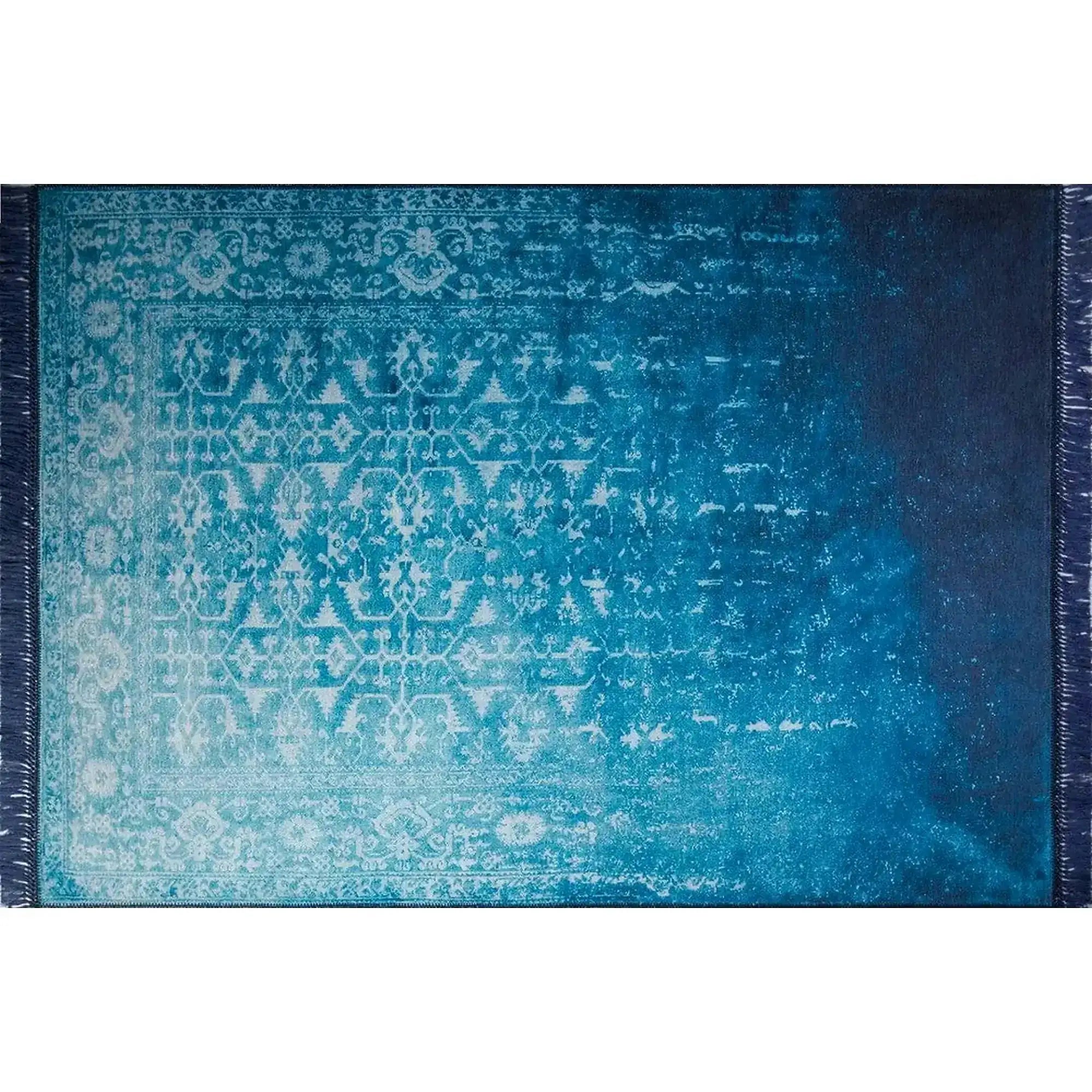 Covor FUSION CHENILLE, 75x150 cm, forma dreptunghiulara, poliester, albastru/alb, AL 135