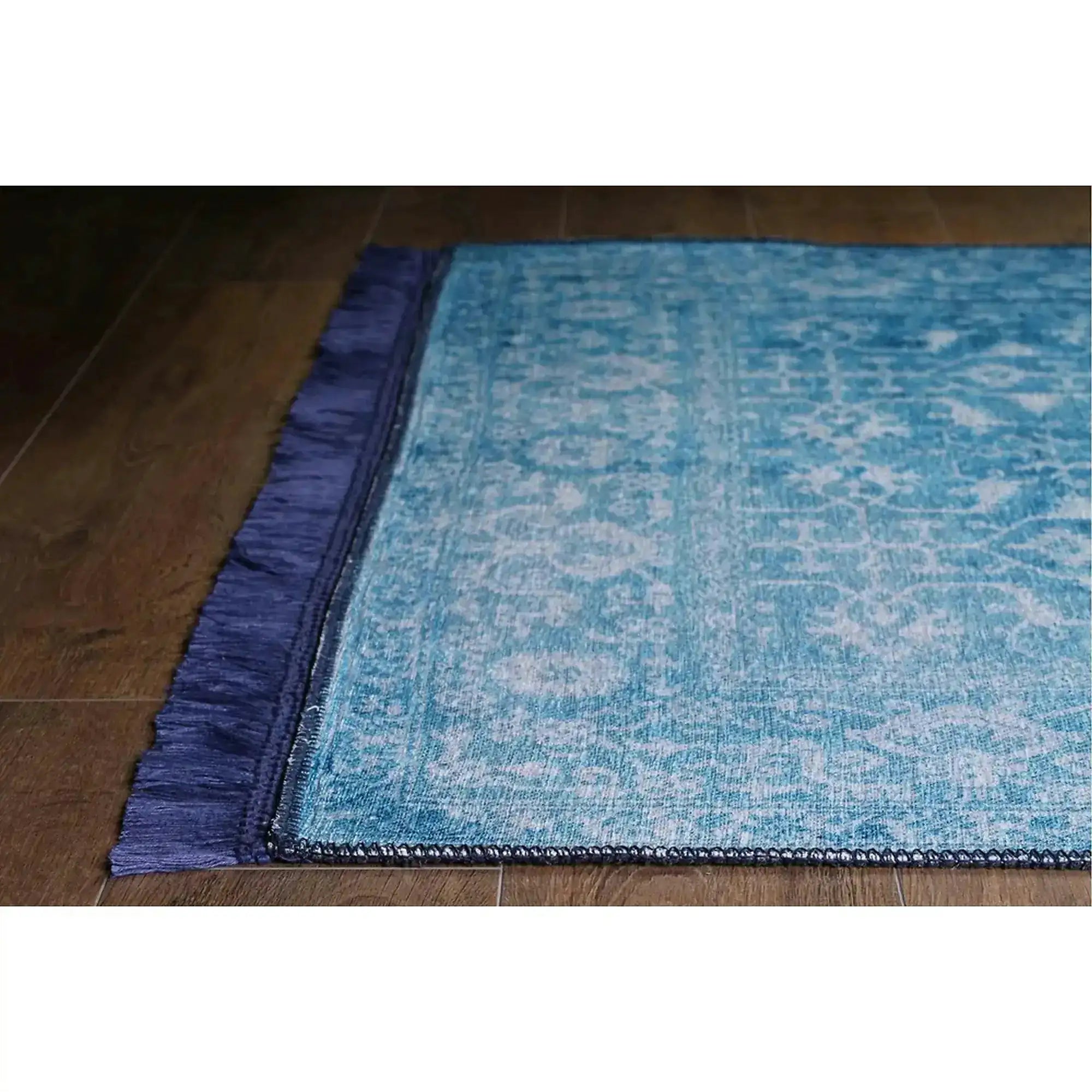 Covor FUSION CHENILLE, 75x150 cm, forma dreptunghiulara, poliester, albastru/alb, AL 135