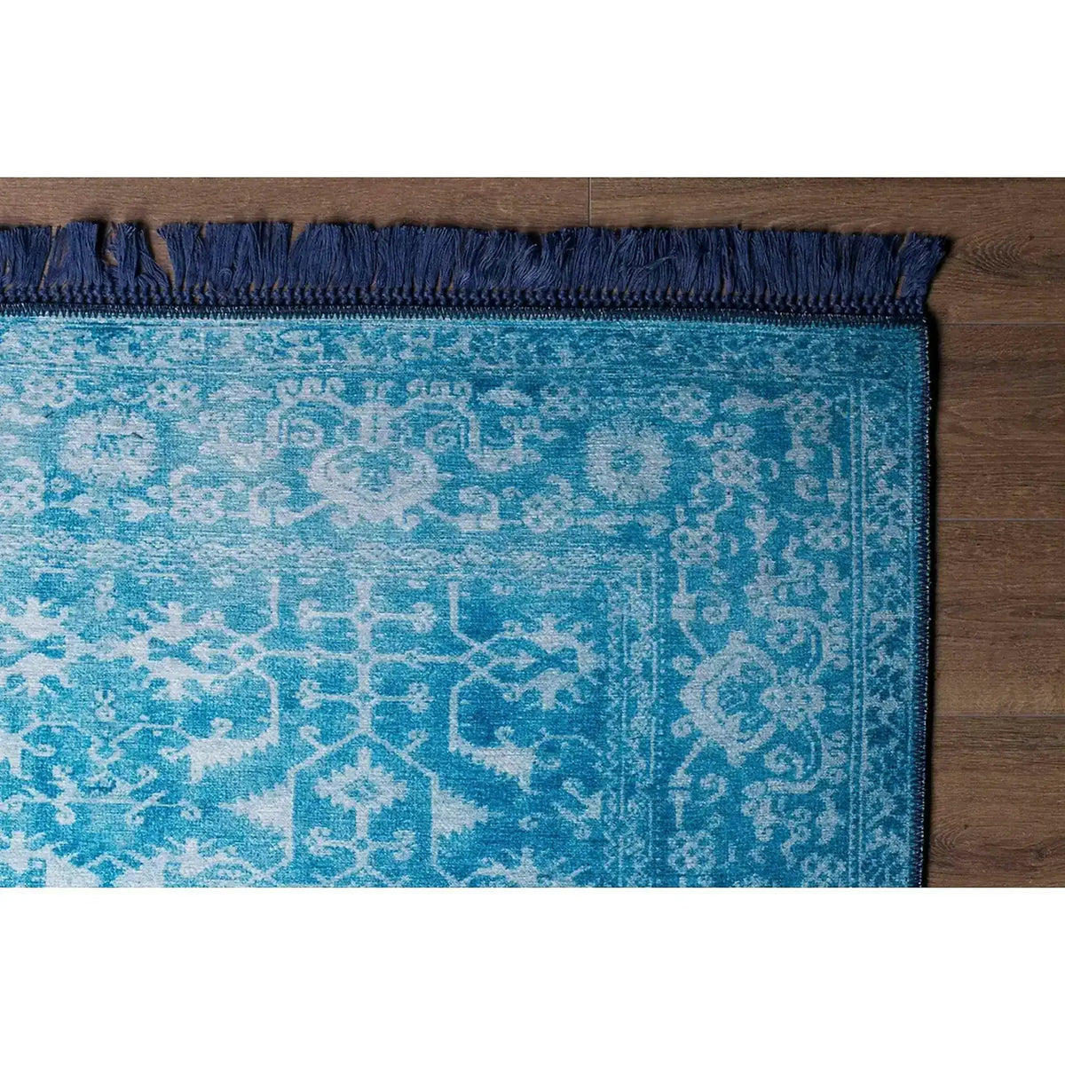 Covor FUSION CHENILLE, 75x150 cm, forma dreptunghiulara, poliester, albastru/alb, AL 135