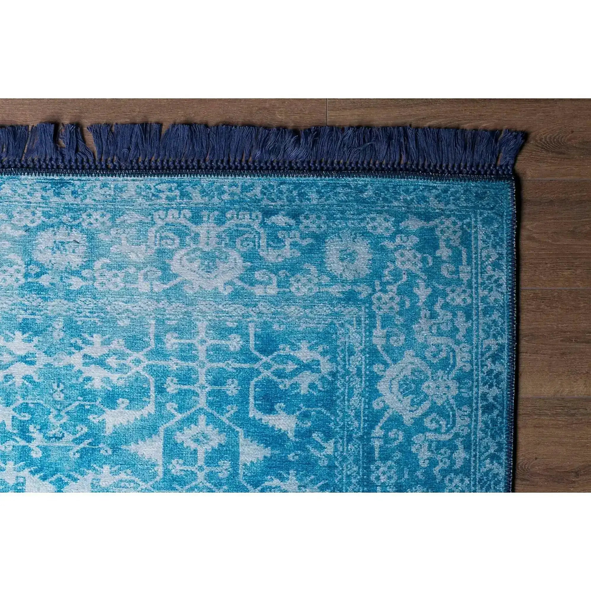 Covor FUSION CHENILLE, 75x150 cm, forma dreptunghiulara, poliester, albastru/alb, AL 135