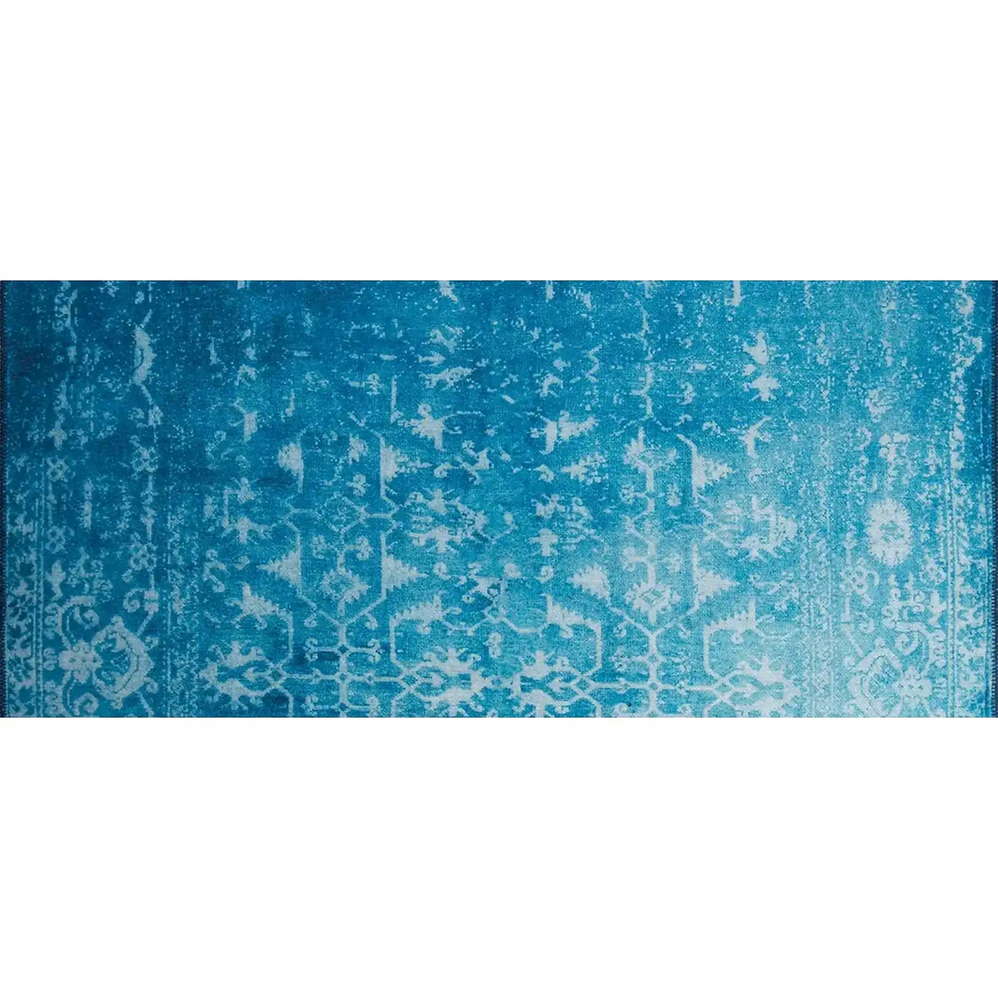 Covor FUSION CHENILLE, 75x150 cm, forma dreptunghiulara, poliester, albastru/alb, AL 135