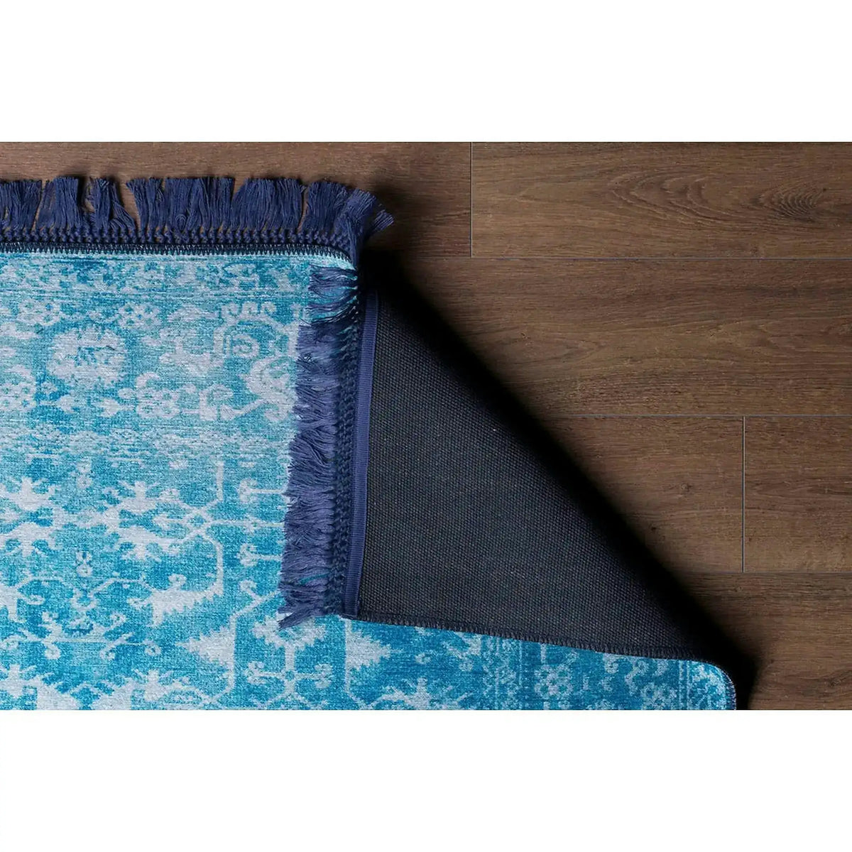 Covor FUSION CHENILLE, 75x150 cm, forma dreptunghiulara, poliester, albastru/alb, AL 135