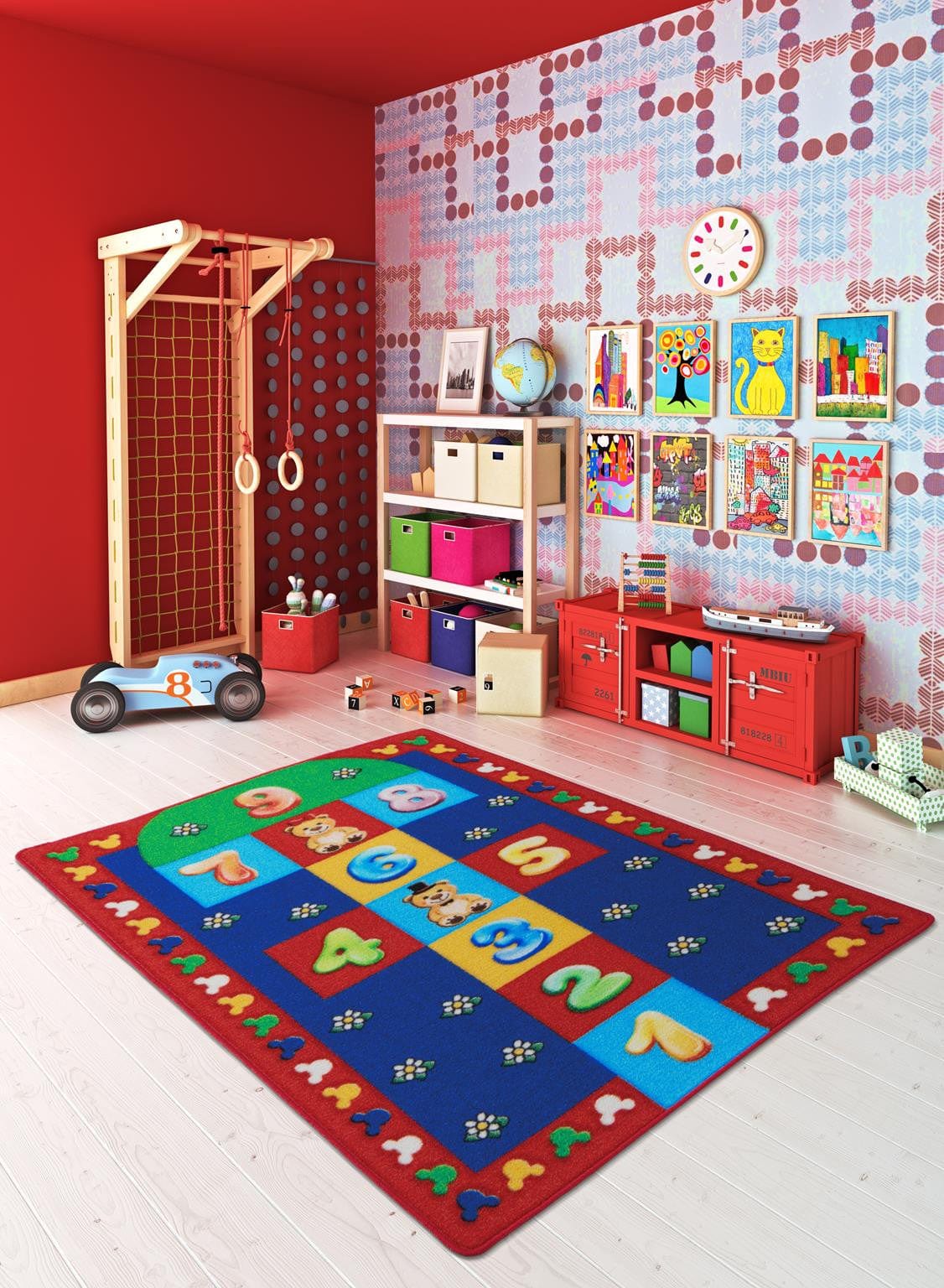 Covor HOPSCOTCH, 100x150 cm, forma dreptunghiulara, material sintetic, multicolor