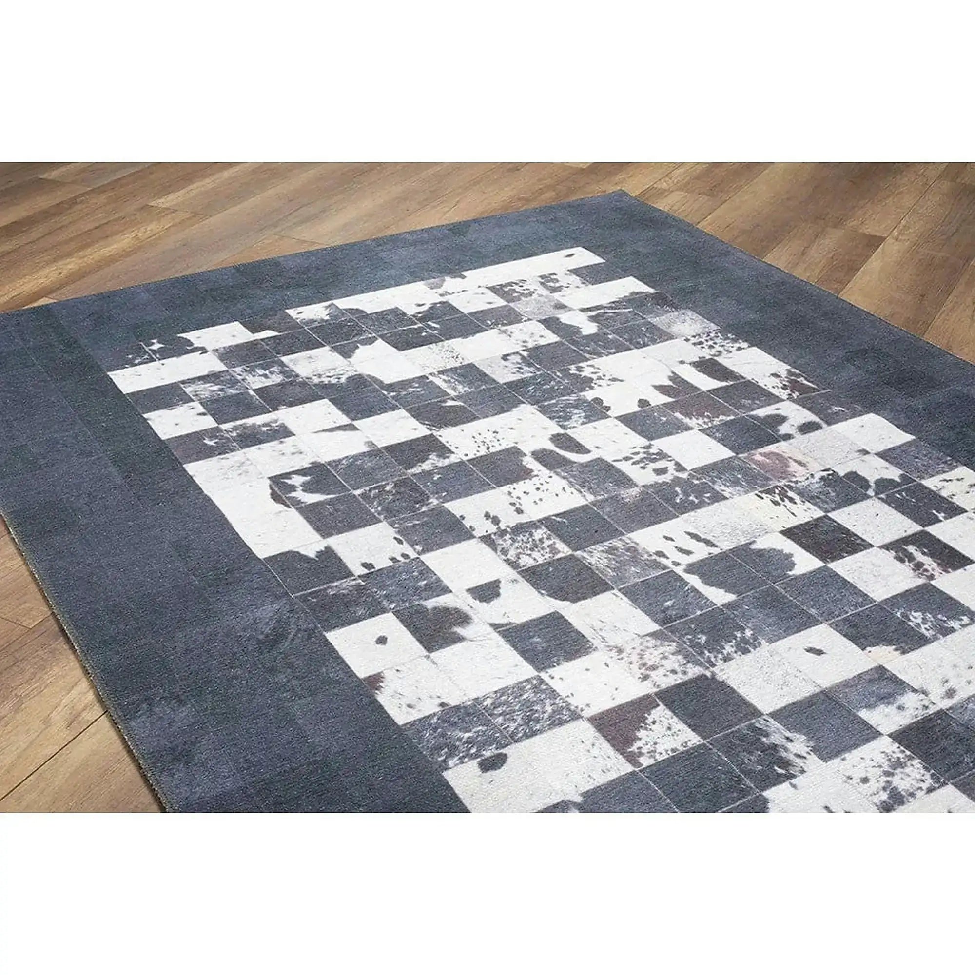 Covor JAZZ CHENILLE, 75x150 cm, forma dreptunghiulara, poliester, albastru inchis/alb, AL 155