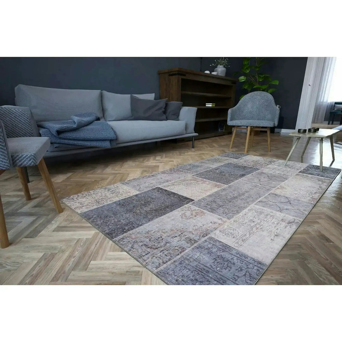 Covor JAZZ CHENILLE, 75x150 cm, forma dreptunghiulara, poliester, gri, AL 83